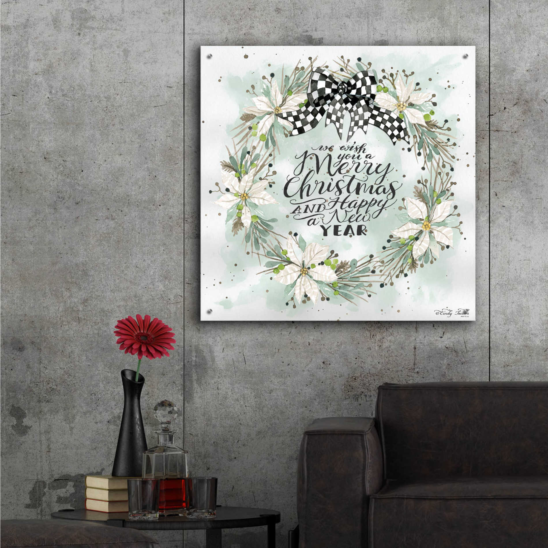 Epic Art 'We Wish You a Merry Christmas' by Cindy Jacobs, Acrylic Glass Wall Art,36x36