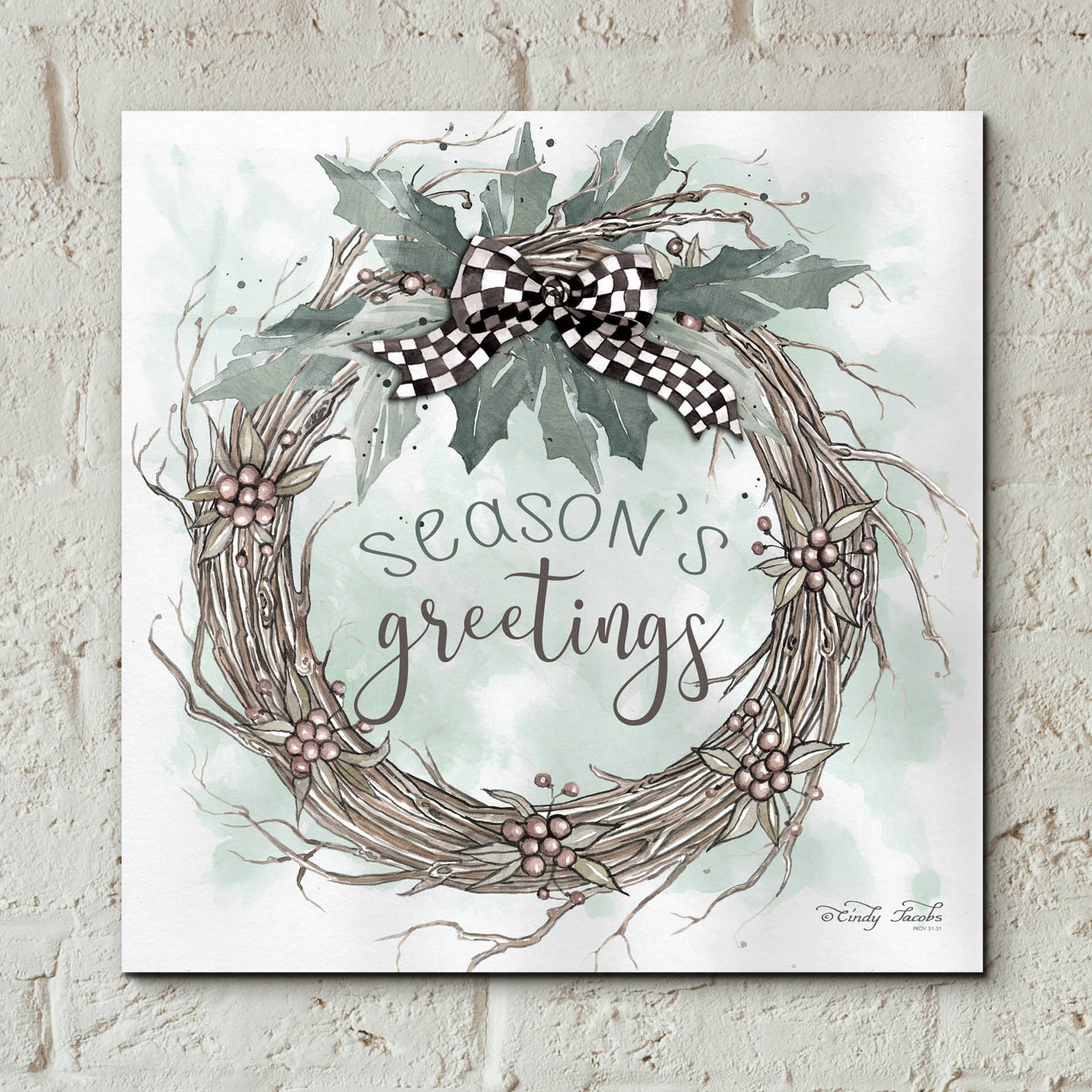 Epic Art 'Season's Greetings' by Cindy Jacobs, Acrylic Glass Wall Art,12x12