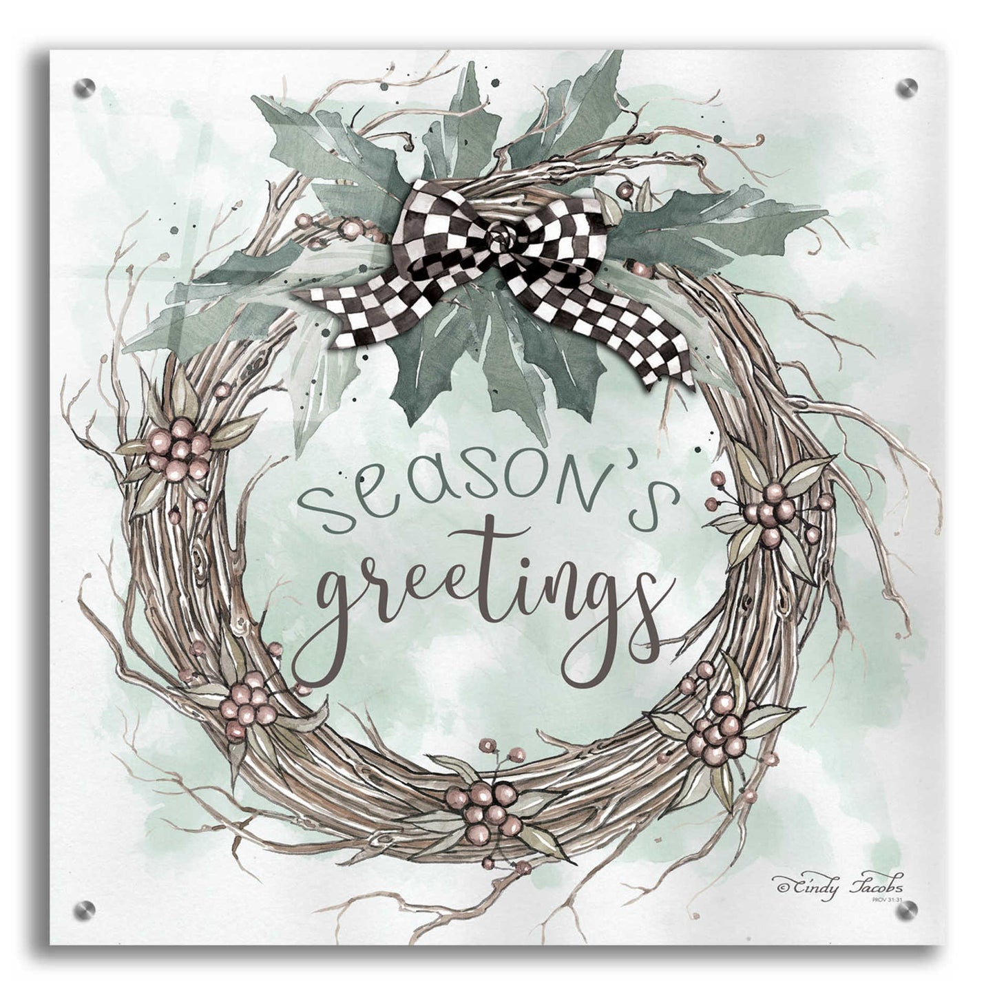 Epic Art 'Season's Greetings' by Cindy Jacobs, Acrylic Glass Wall Art,24x24