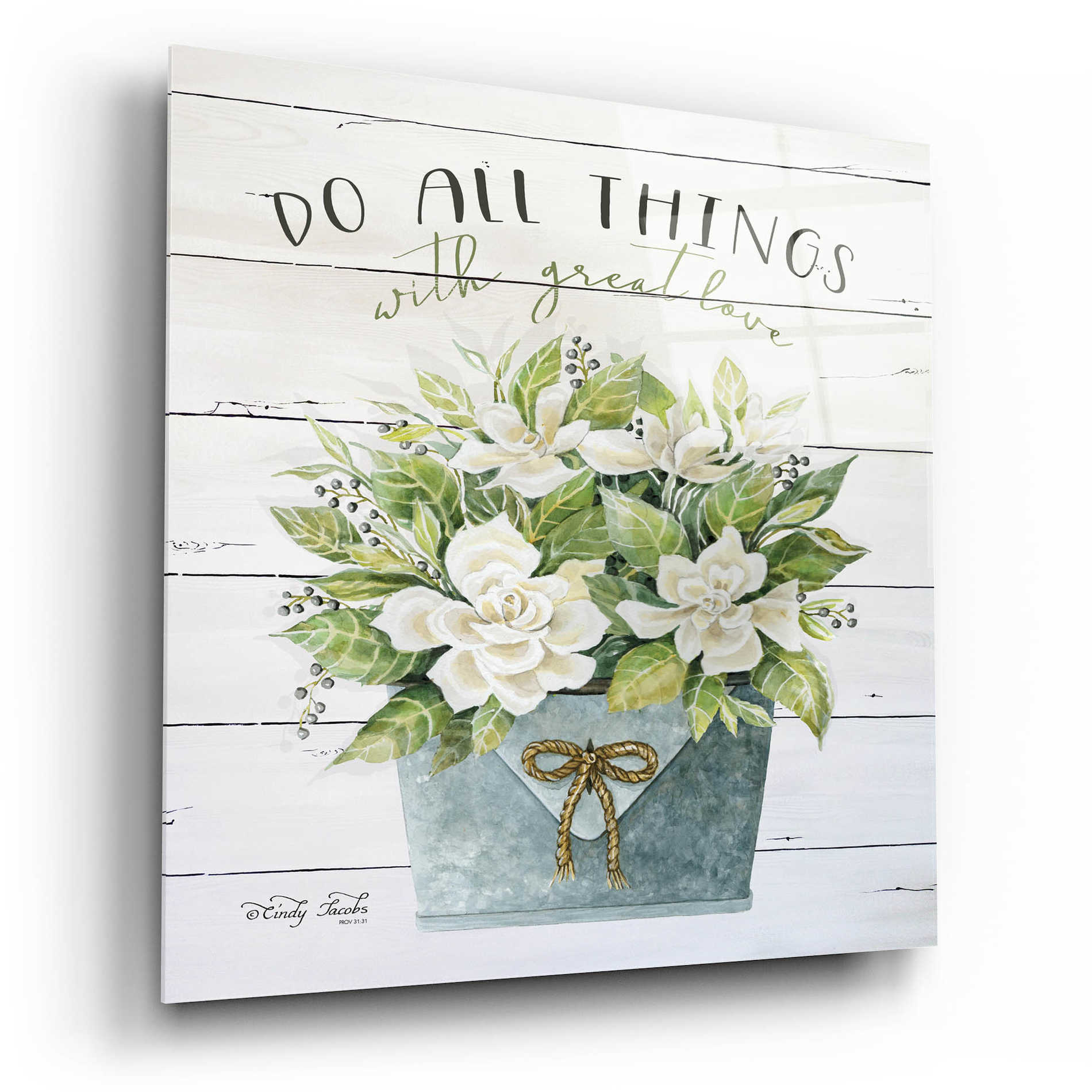 Epic Art 'Do All Things with Great Love' by Cindy Jacobs, Acrylic Glass Wall Art,12x12