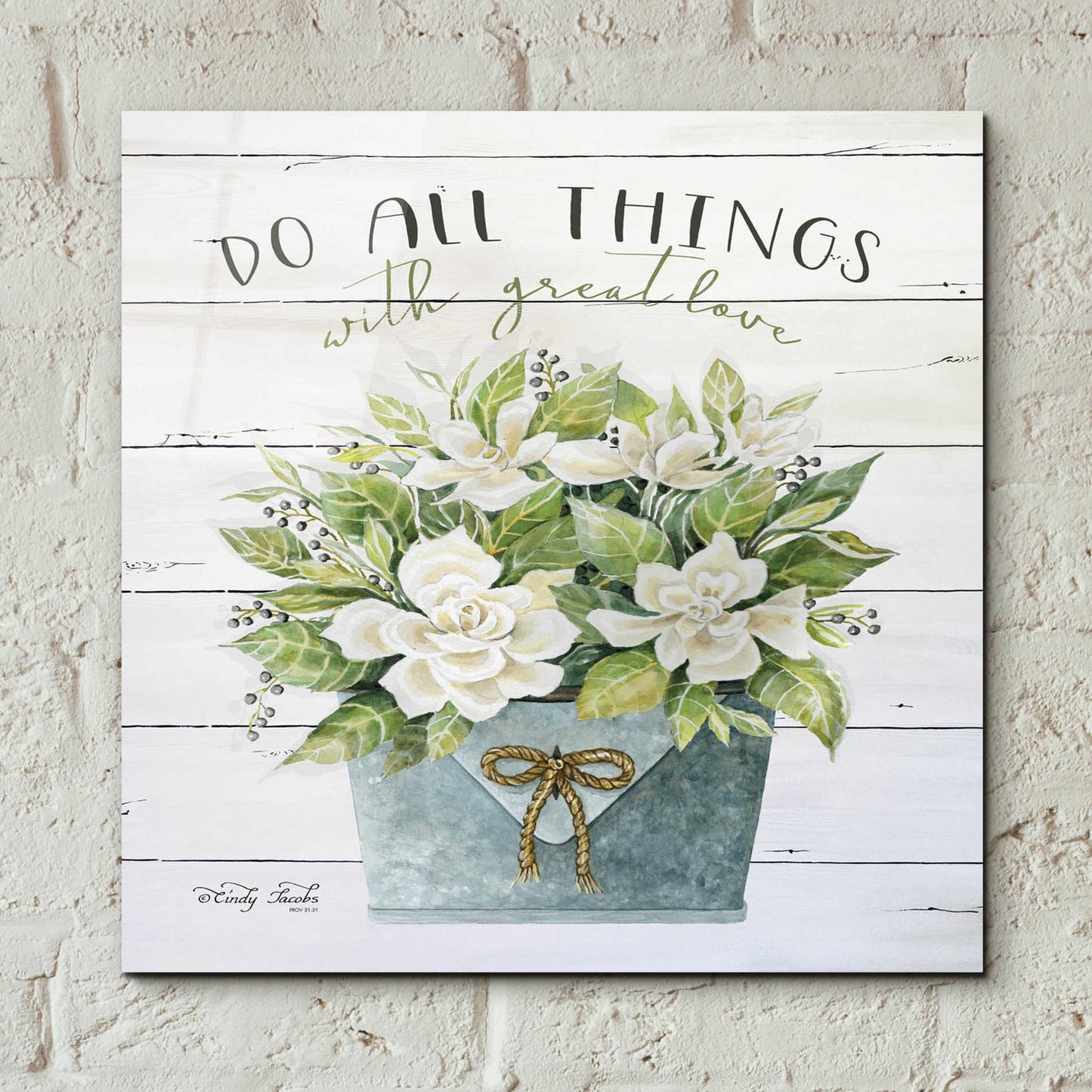 Epic Art 'Do All Things with Great Love' by Cindy Jacobs, Acrylic Glass Wall Art,12x12