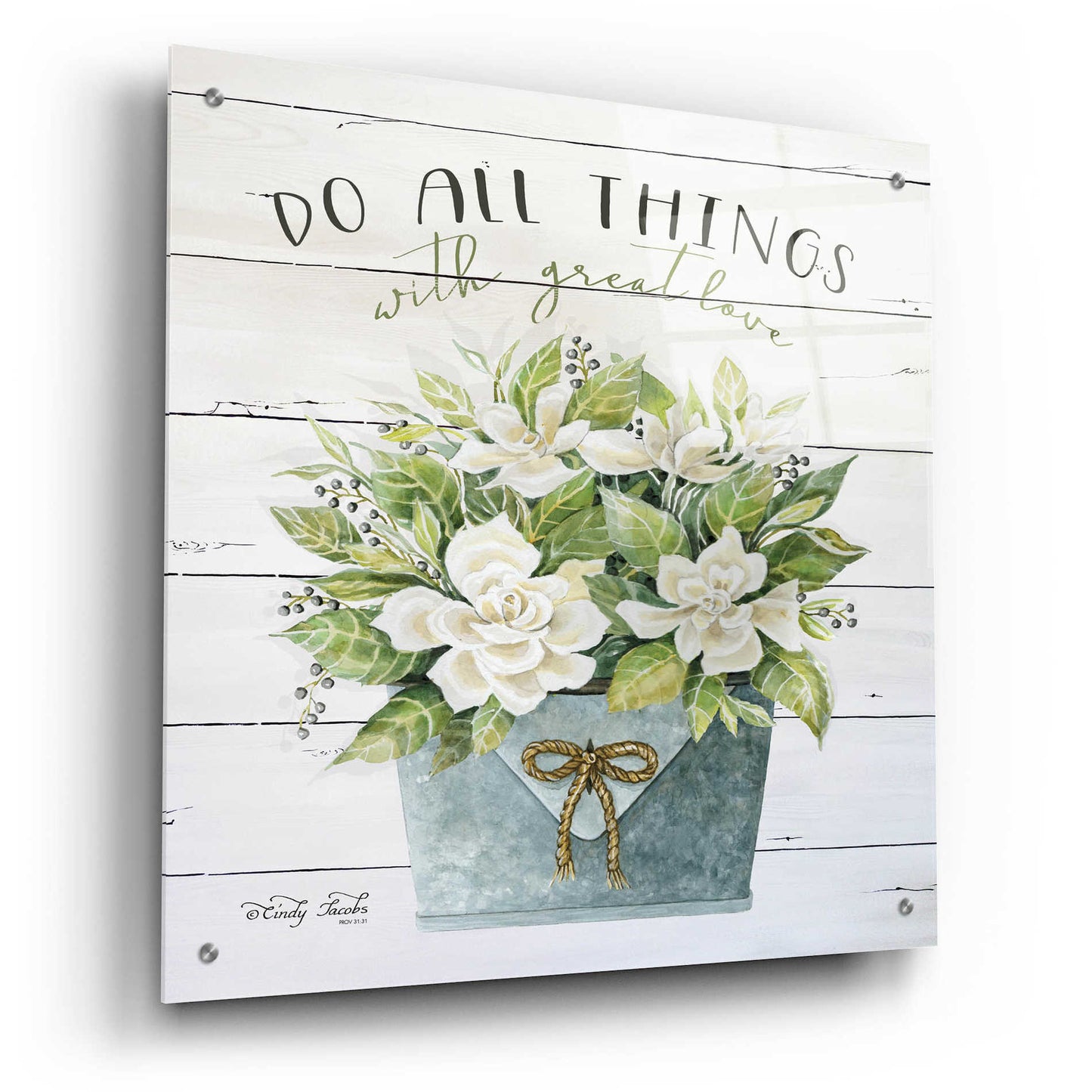 Epic Art 'Do All Things with Great Love' by Cindy Jacobs, Acrylic Glass Wall Art,24x24