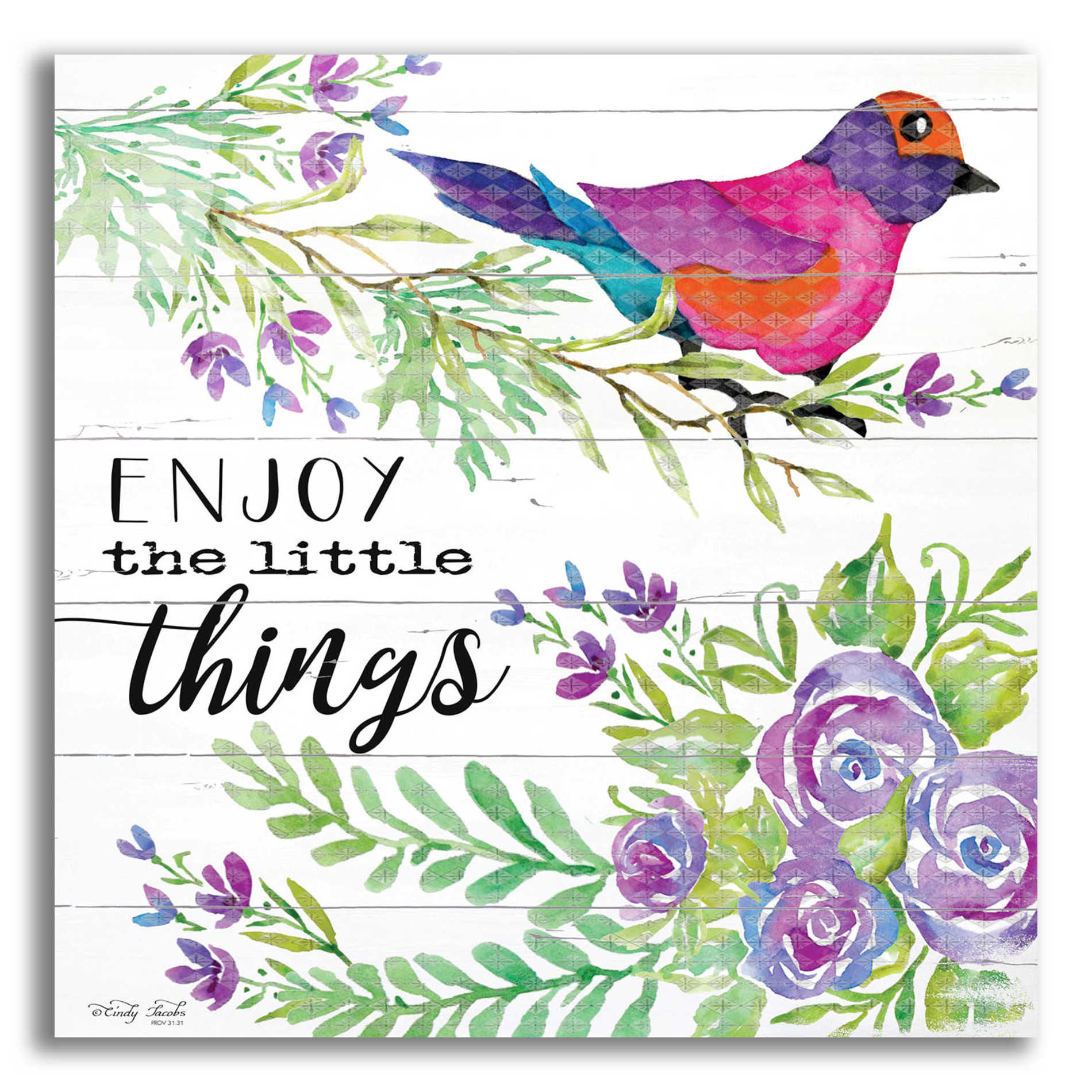 Epic Art 'Enjoy Little Things' by Cindy Jacobs, Acrylic Glass Wall Art,12x12