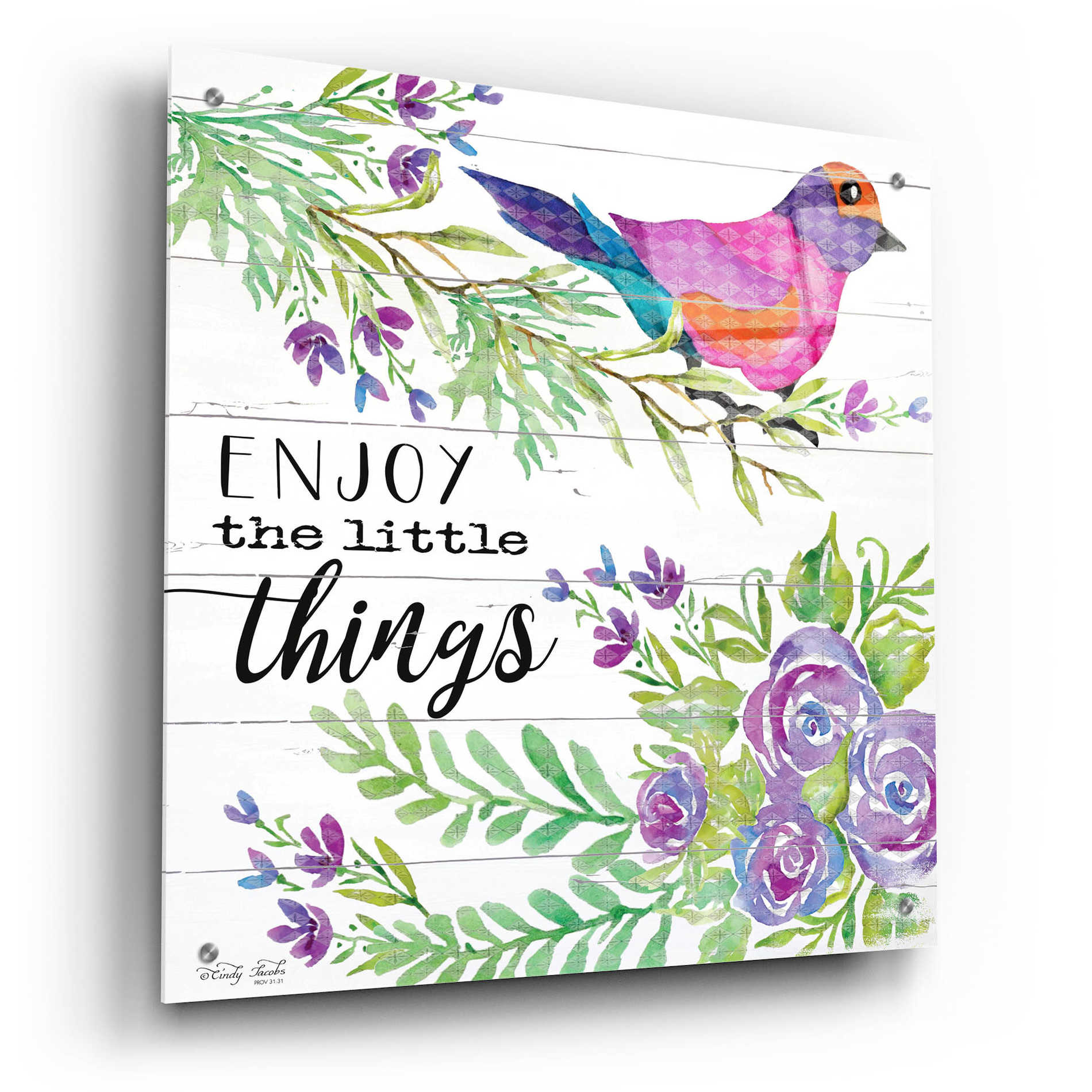 Epic Art 'Enjoy Little Things' by Cindy Jacobs, Acrylic Glass Wall Art,24x24