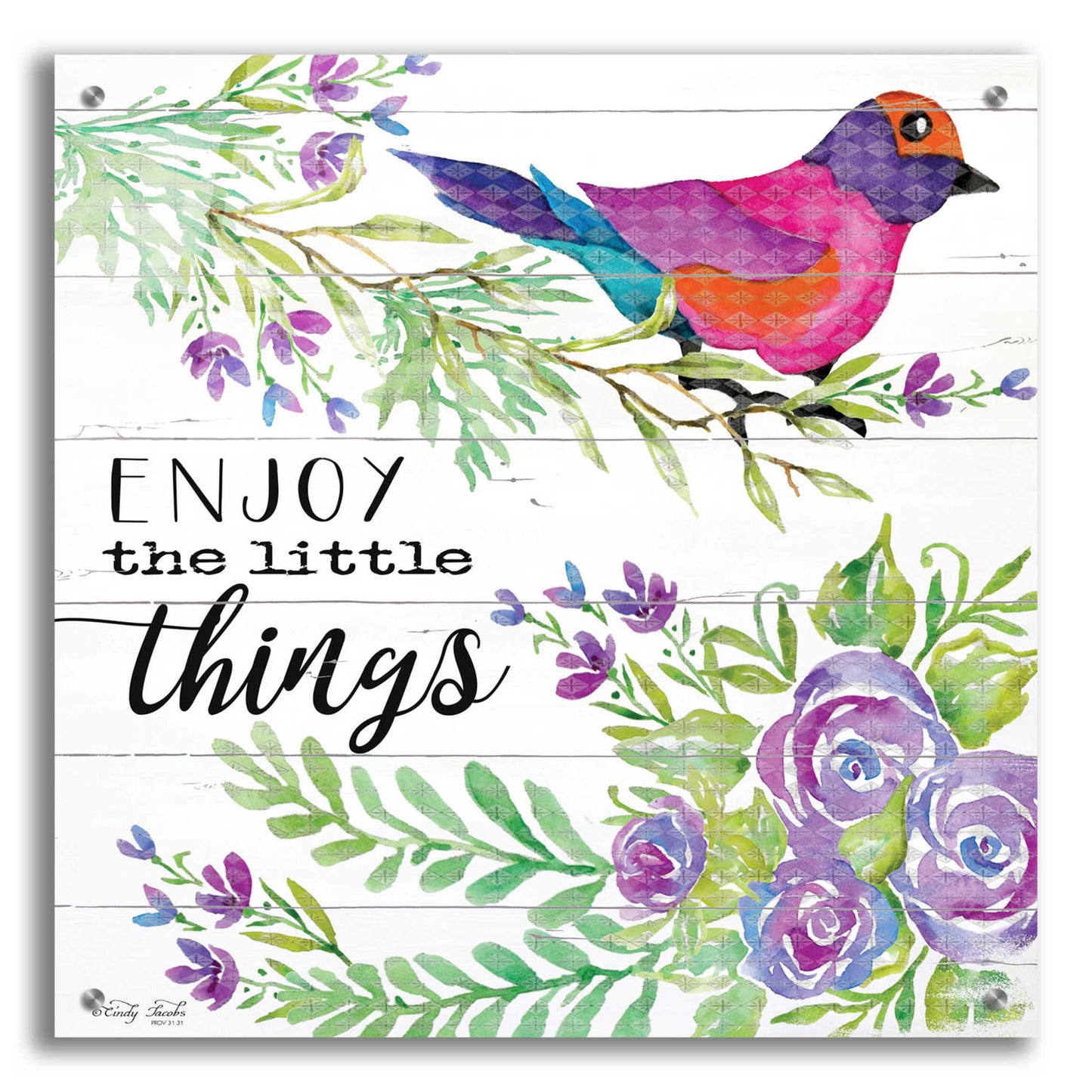 Epic Art 'Enjoy Little Things' by Cindy Jacobs, Acrylic Glass Wall Art,24x24