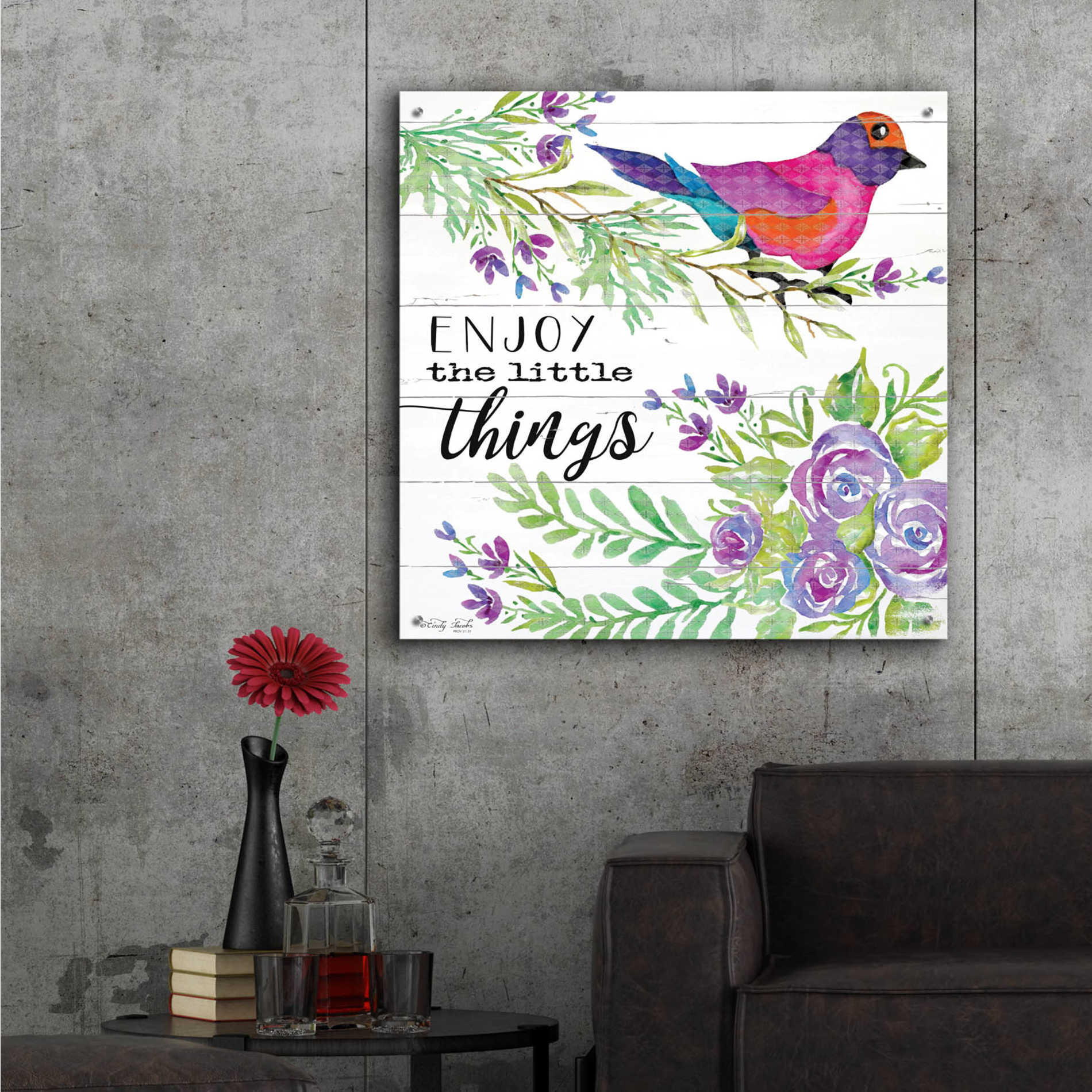 Epic Art 'Enjoy Little Things' by Cindy Jacobs, Acrylic Glass Wall Art,36x36