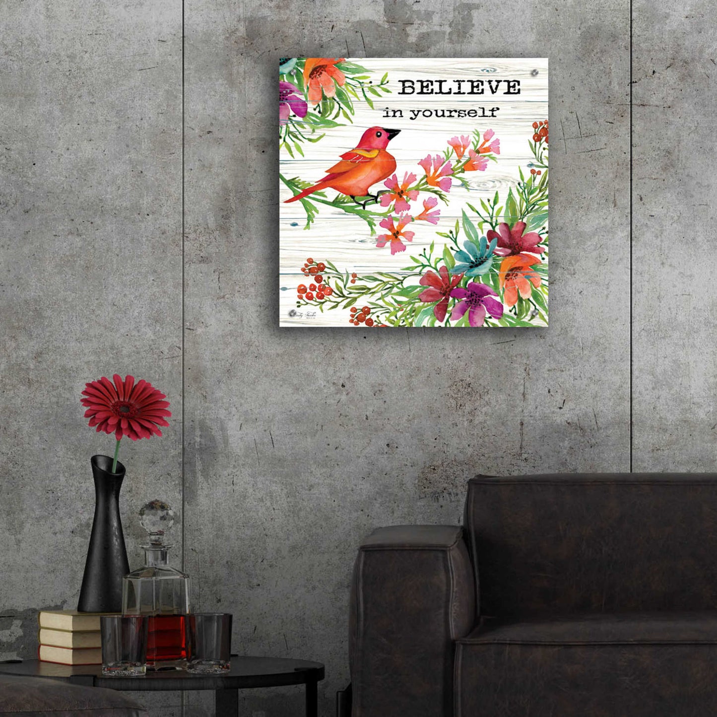 Epic Art 'Believe in Yourself' by Cindy Jacobs, Acrylic Glass Wall Art,24x24