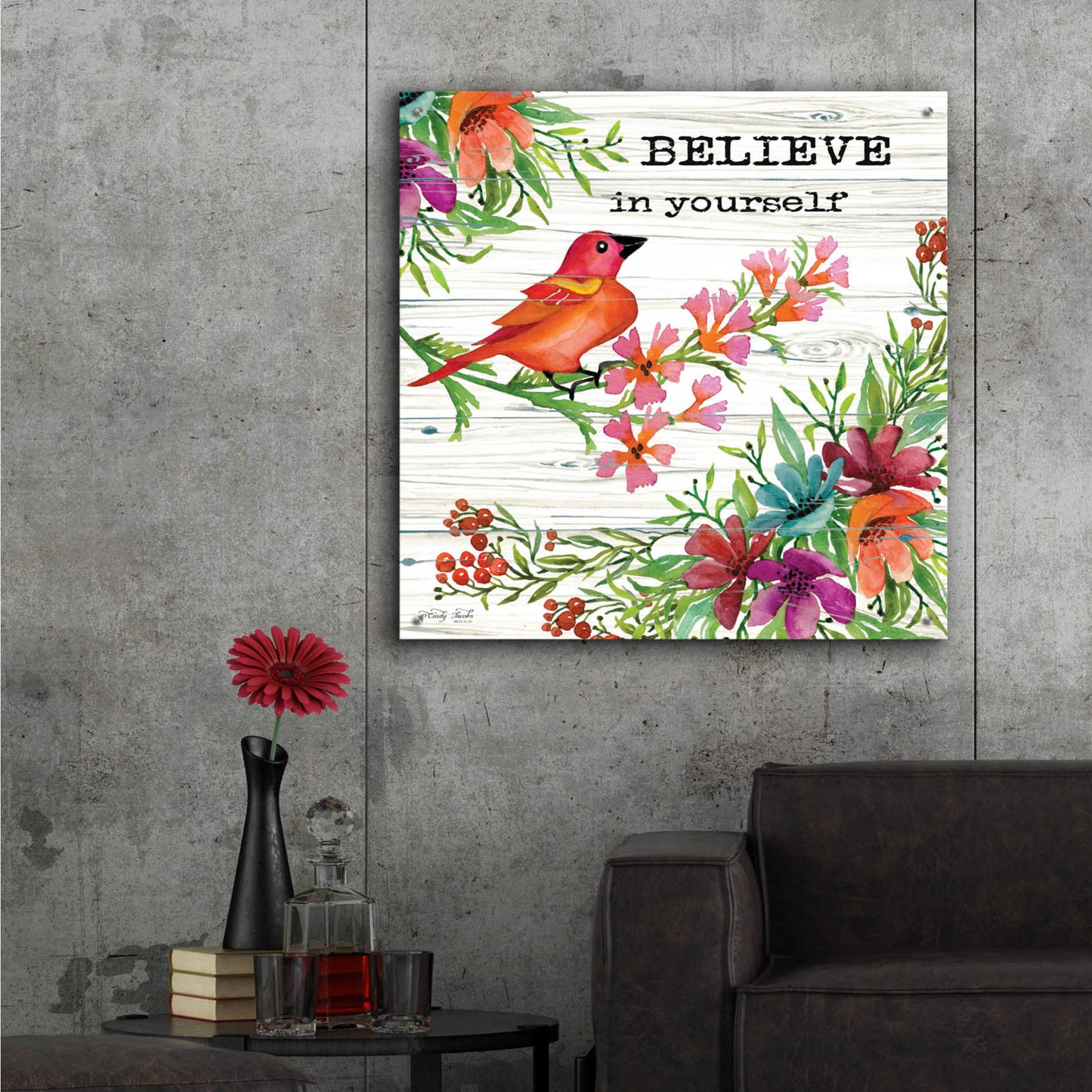 Epic Art 'Believe in Yourself' by Cindy Jacobs, Acrylic Glass Wall Art,36x36