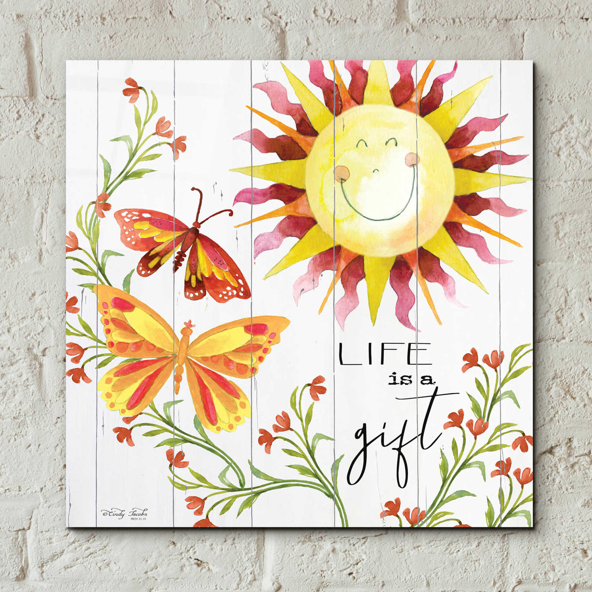 Epic Art 'Life is a Gift' by Cindy Jacobs, Acrylic Glass Wall Art,12x12
