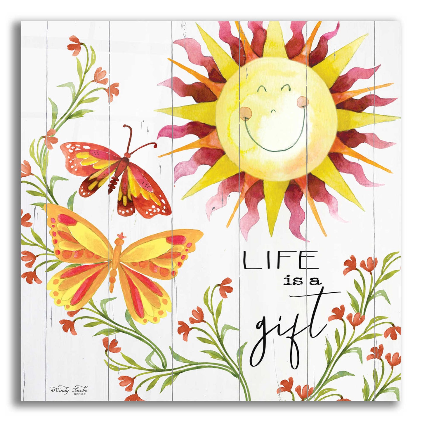 Epic Art 'Life is a Gift' by Cindy Jacobs, Acrylic Glass Wall Art,12x12