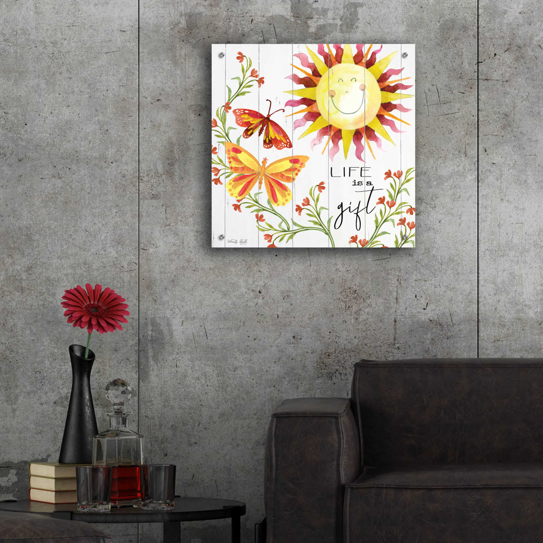 Epic Art 'Life is a Gift' by Cindy Jacobs, Acrylic Glass Wall Art,24x24