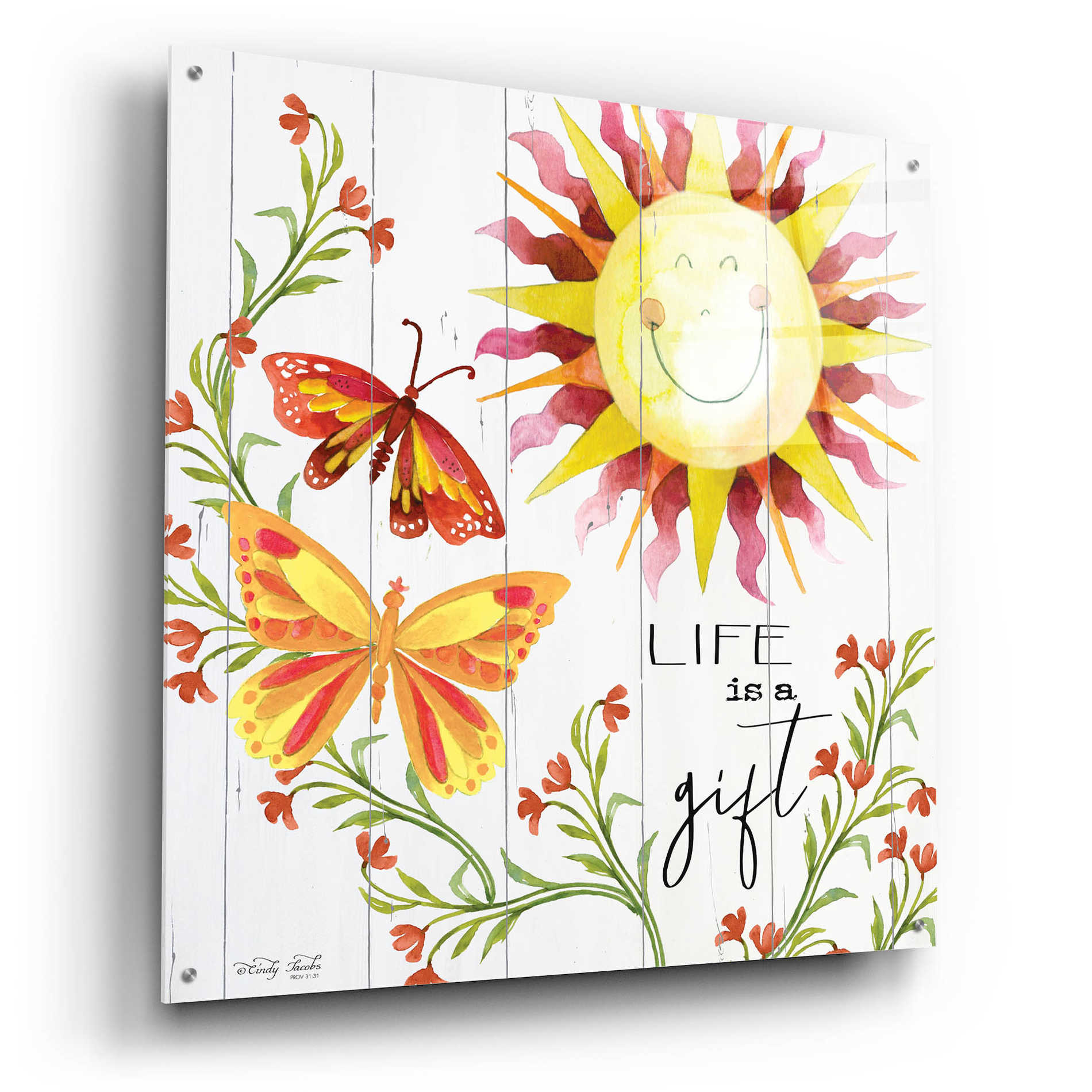 Epic Art 'Life is a Gift' by Cindy Jacobs, Acrylic Glass Wall Art,36x36