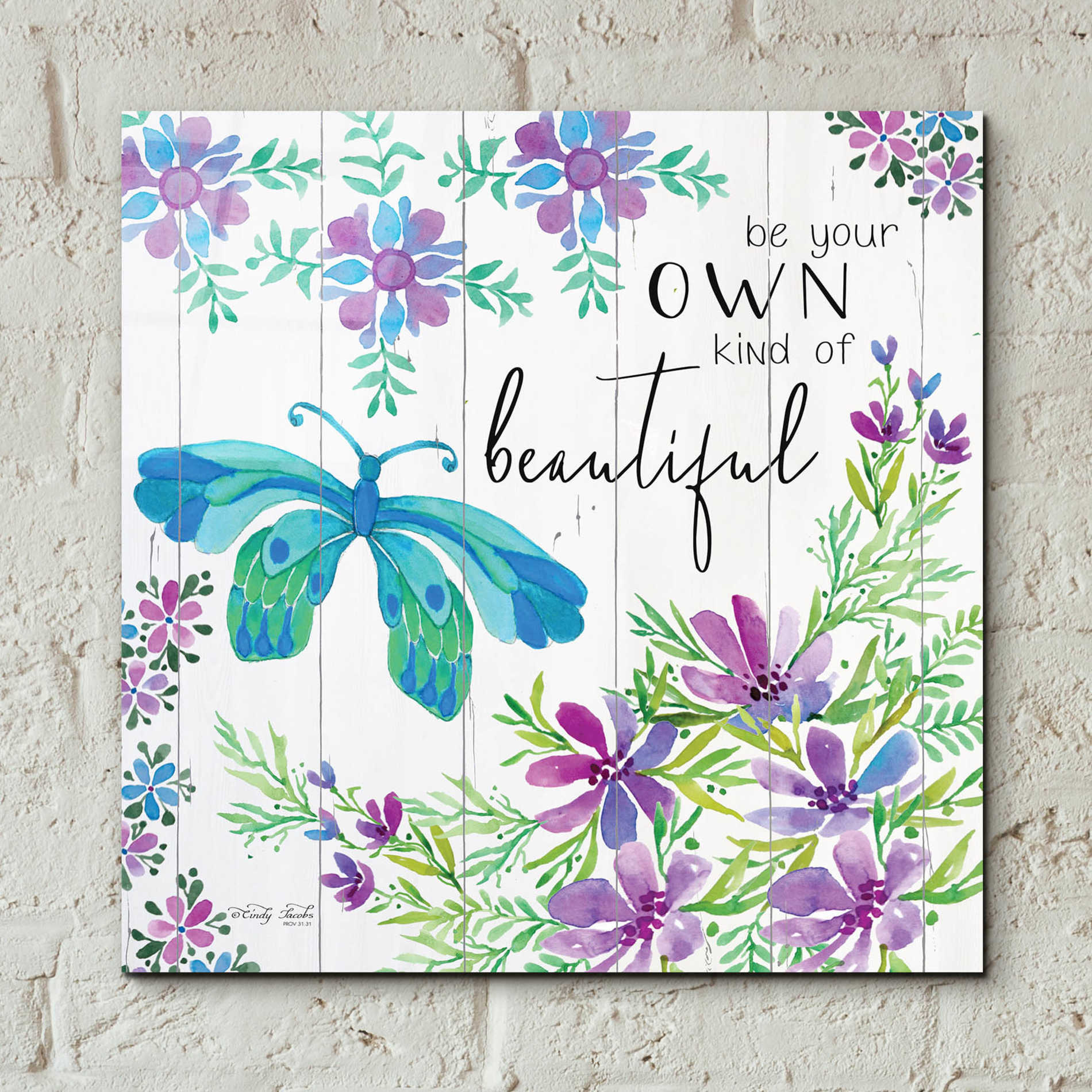 Epic Art 'Be Your Own Kind of Beautiful' by Cindy Jacobs, Acrylic Glass Wall Art,12x12