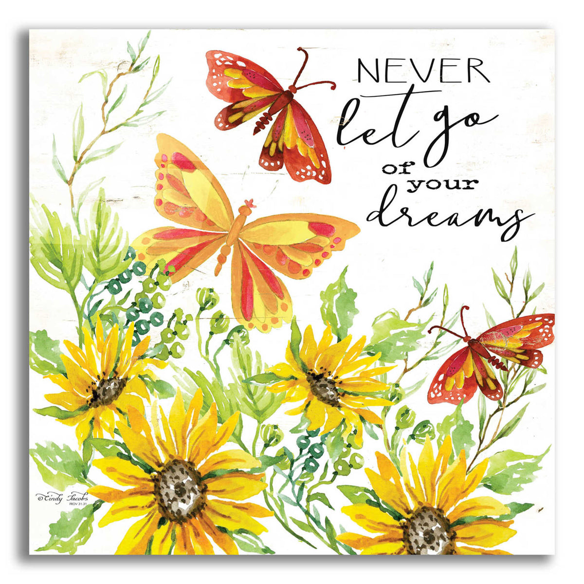 Epic Art 'Never Let Go of your Dreams' by Cindy Jacobs, Acrylic Glass Wall Art