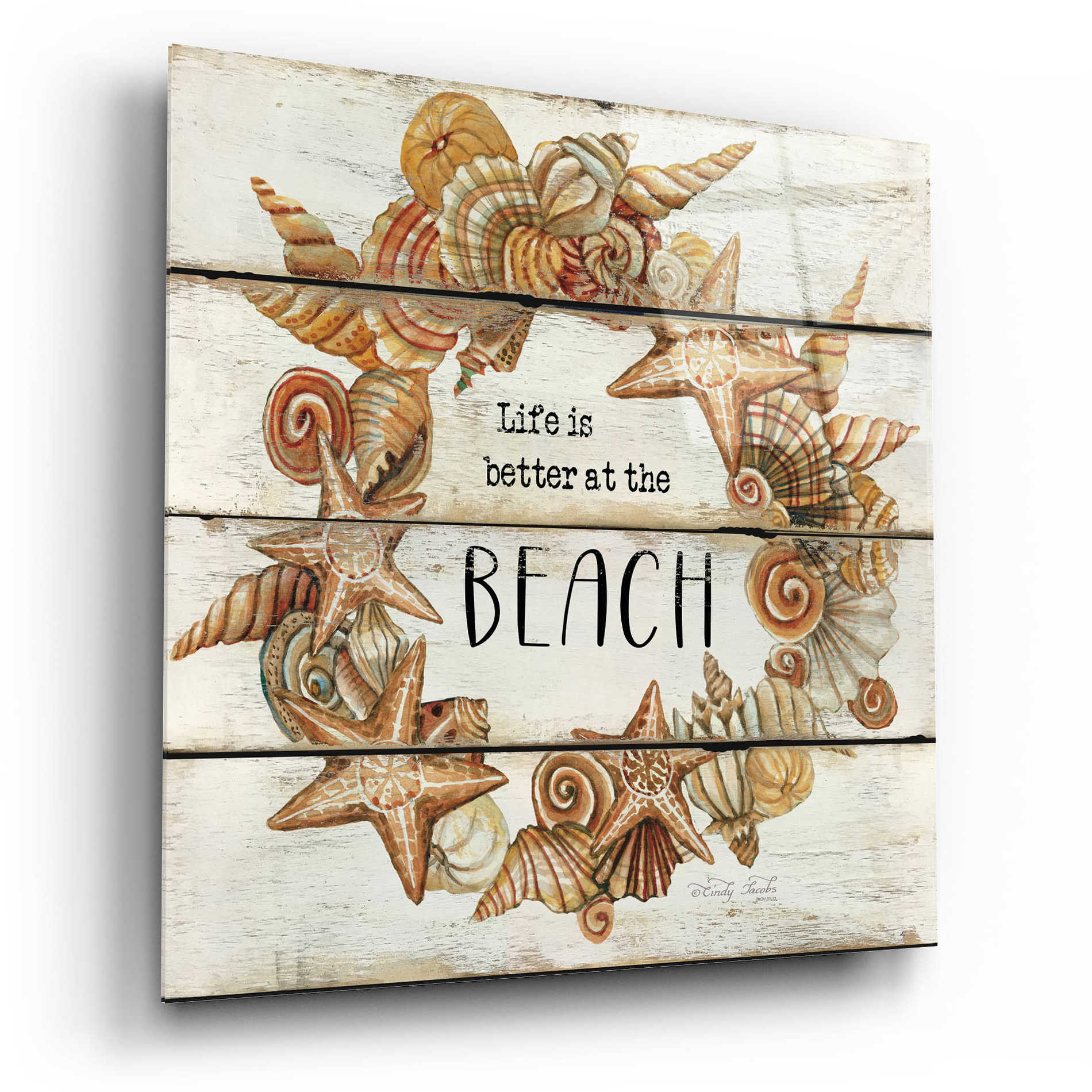 Epic Art 'Life is Better at the Beach' by Cindy Jacobs, Acrylic Glass Wall Art,12x12