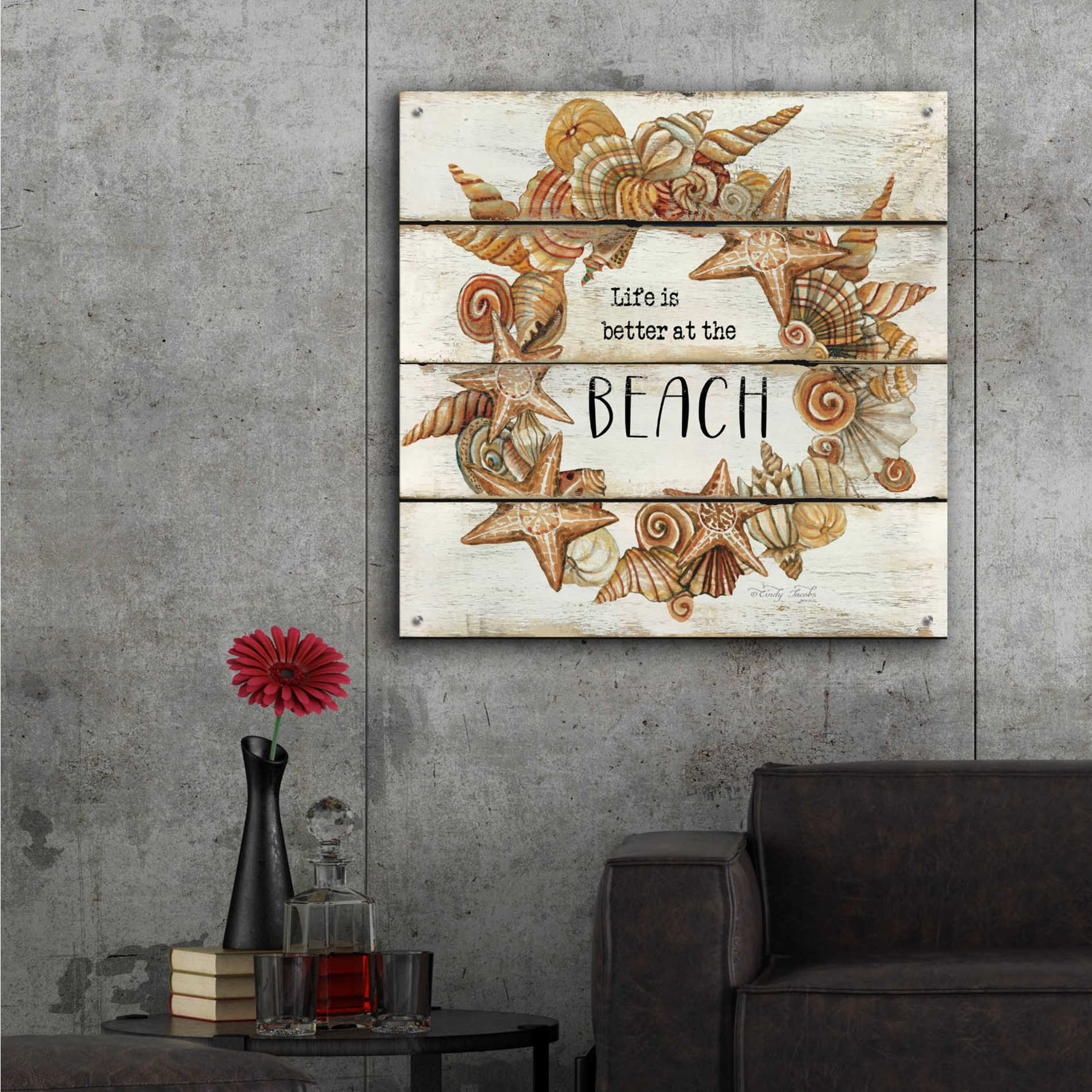 Epic Art 'Life is Better at the Beach' by Cindy Jacobs, Acrylic Glass Wall Art,36x36