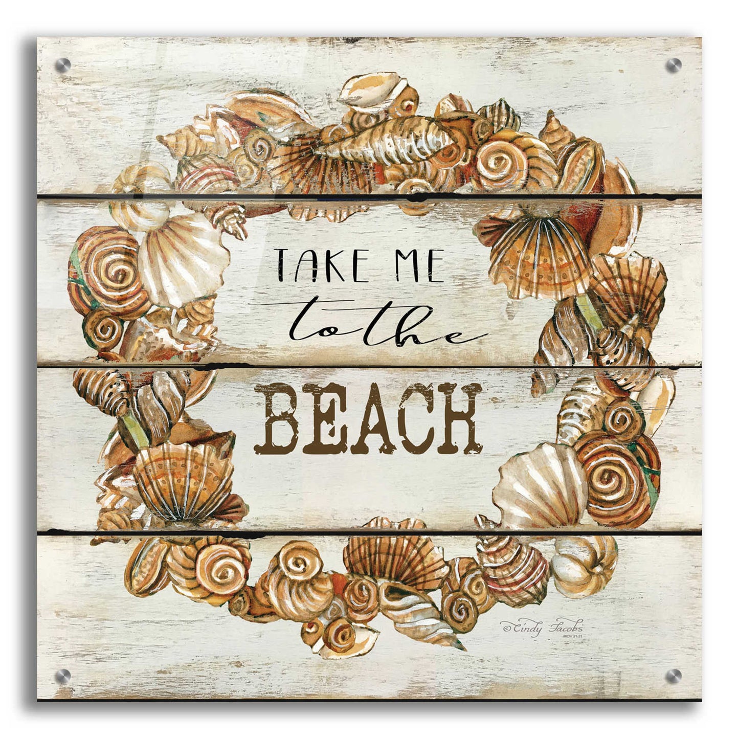 Epic Art 'Take Me to the Beach' by Cindy Jacobs, Acrylic Glass Wall Art,24x24