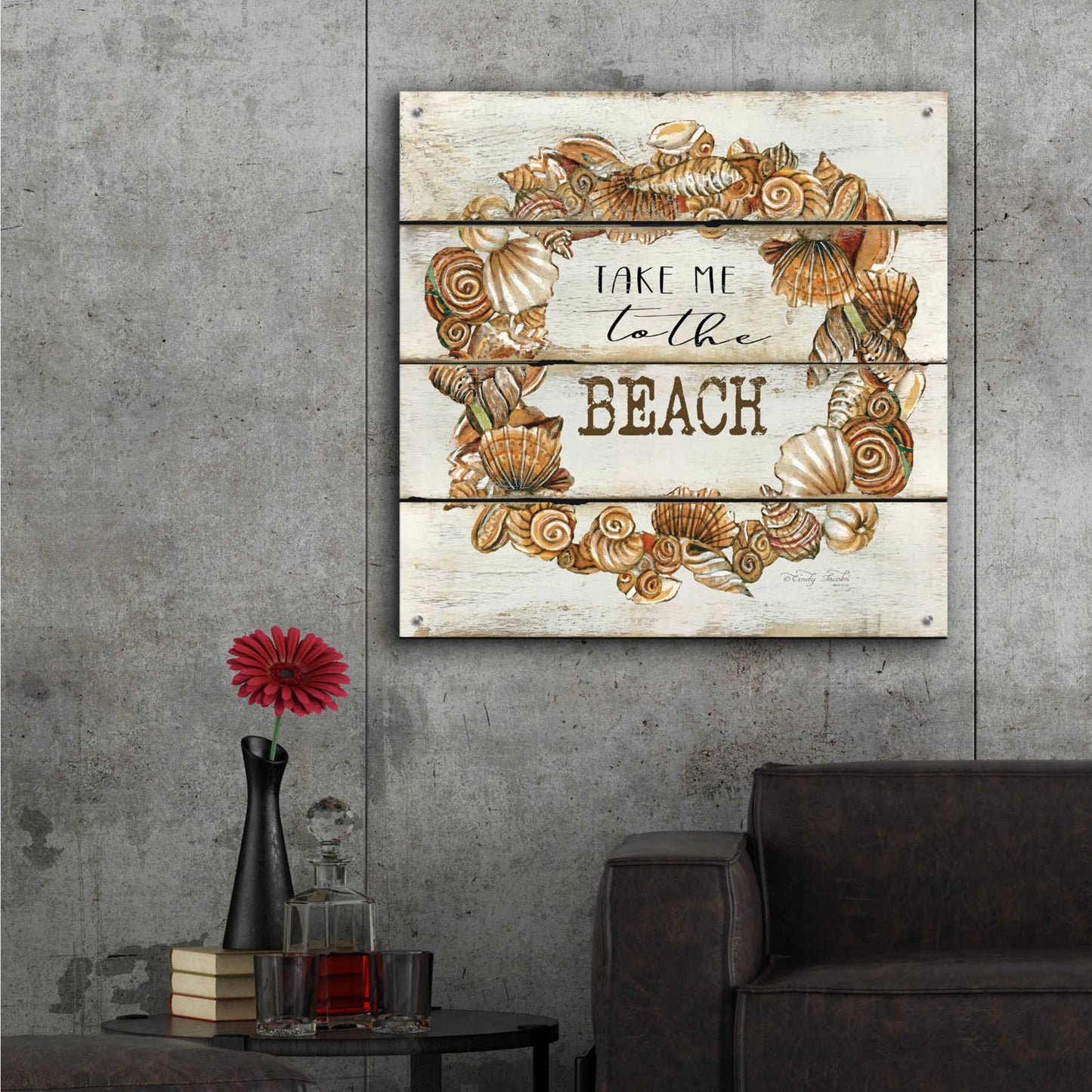 Epic Art 'Take Me to the Beach' by Cindy Jacobs, Acrylic Glass Wall Art,36x36