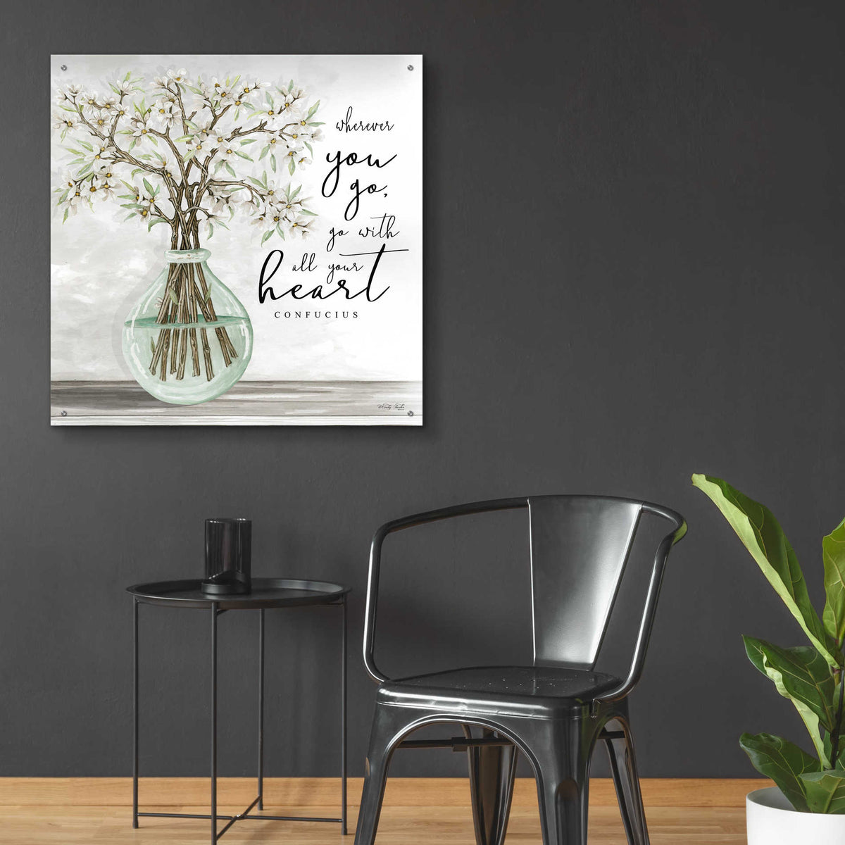 Epic Art 'Go With All Your Heart' by Cindy Jacobs, Acrylic Glass Wall Art,36x36