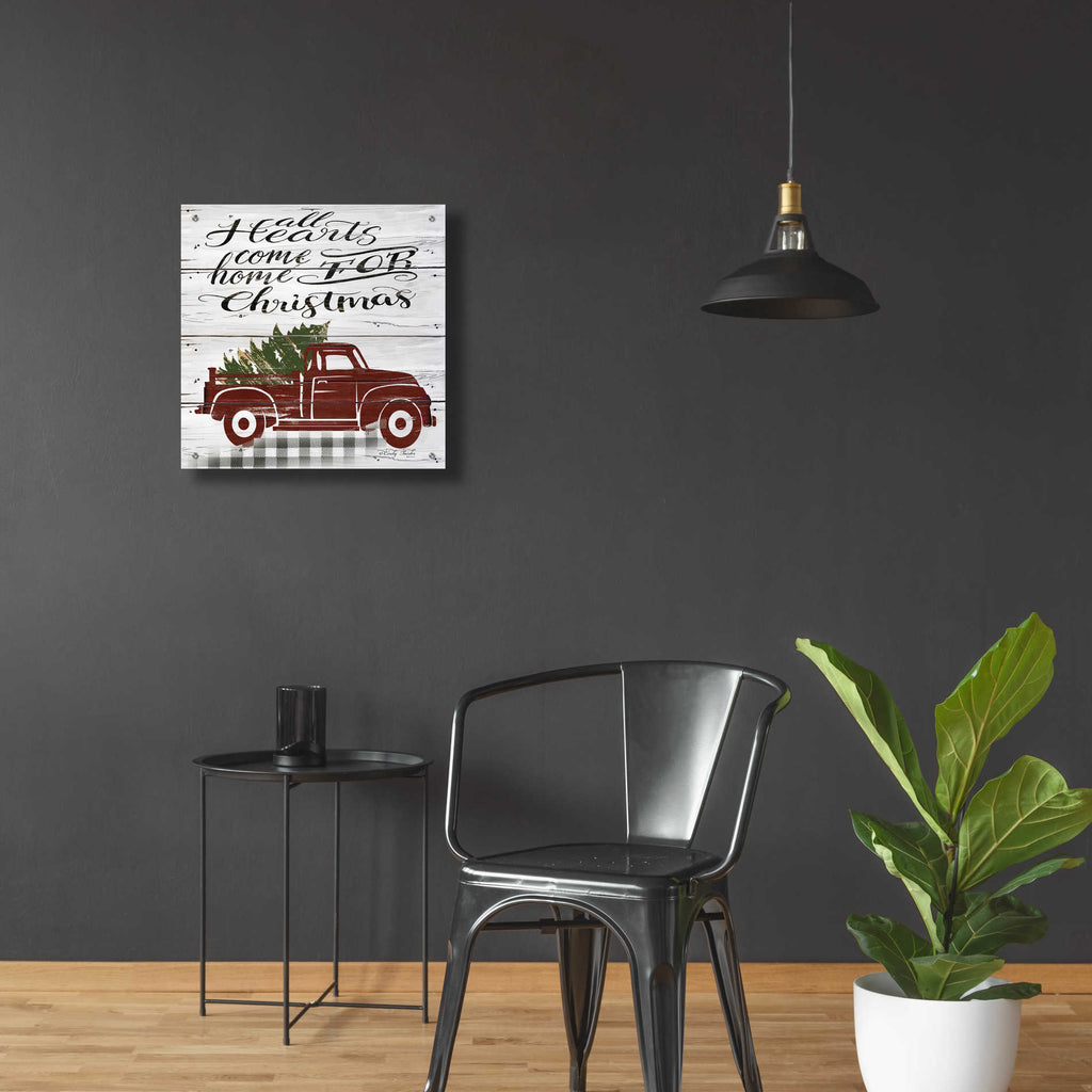 Epic Art 'All Hearts Red Truck' by Cindy Jacobs, Acrylic Glass Wall Art,24x24