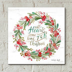 Epic Art 'All Hearts Come Home for Christmas Berry Wreath' by Cindy Jacobs, Acrylic Glass Wall Art,12x12