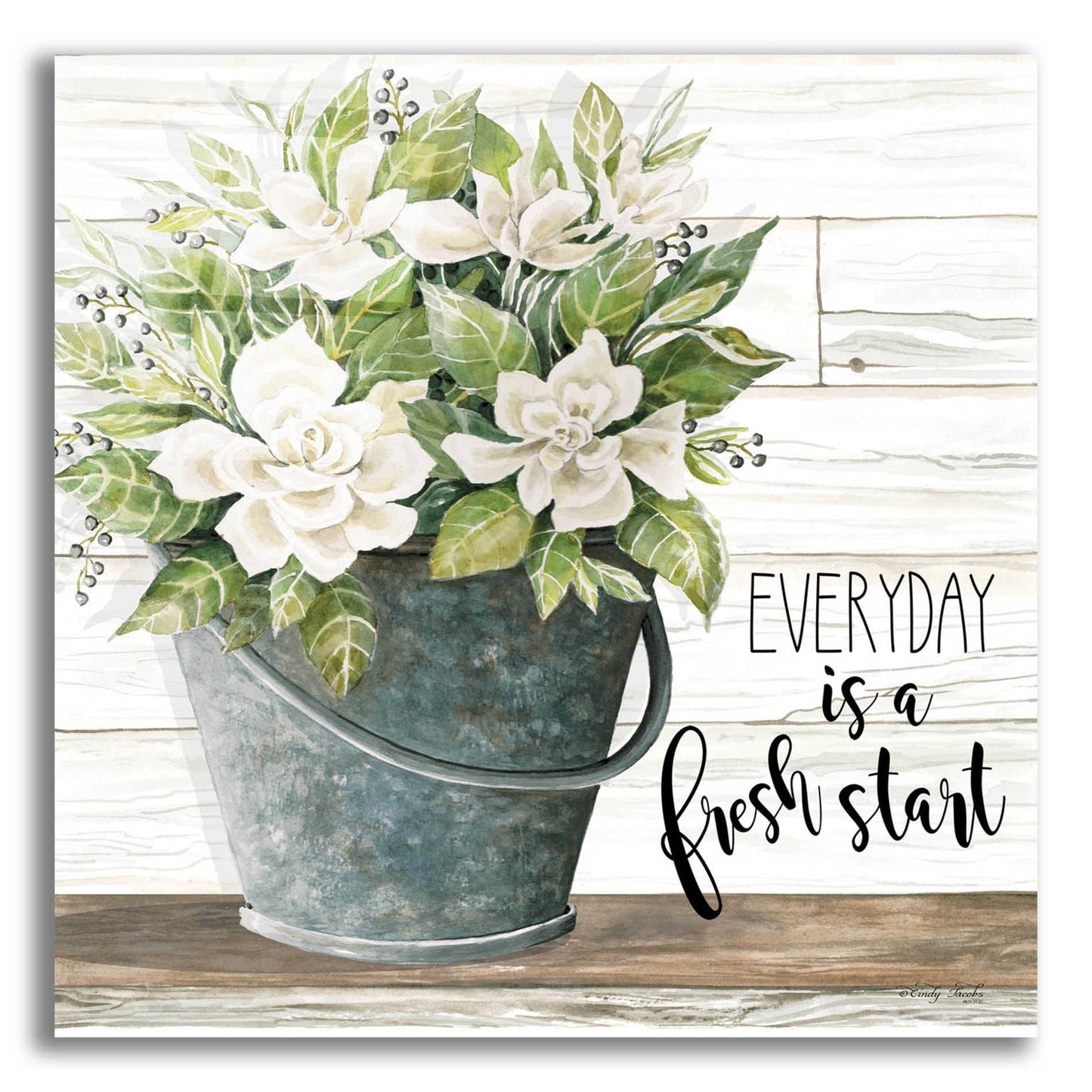 Epic Art 'Everyday is a Fresh Start' by Cindy Jacobs, Acrylic Glass Wall Art,12x12