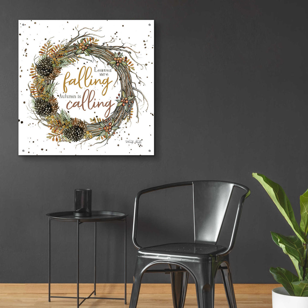 Epic Art 'Autumn in Calling Wreath' by Cindy Jacobs, Acrylic Glass Wall Art,36x36