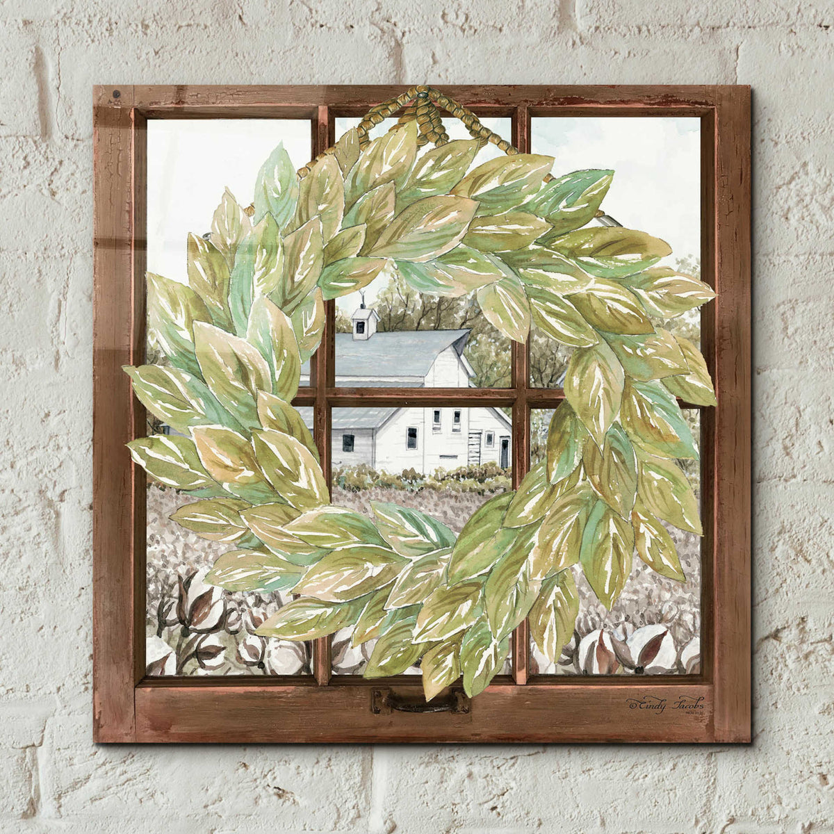Epic Art 'Country Windowpane' by Cindy Jacobs, Acrylic Glass Wall Art,12x12