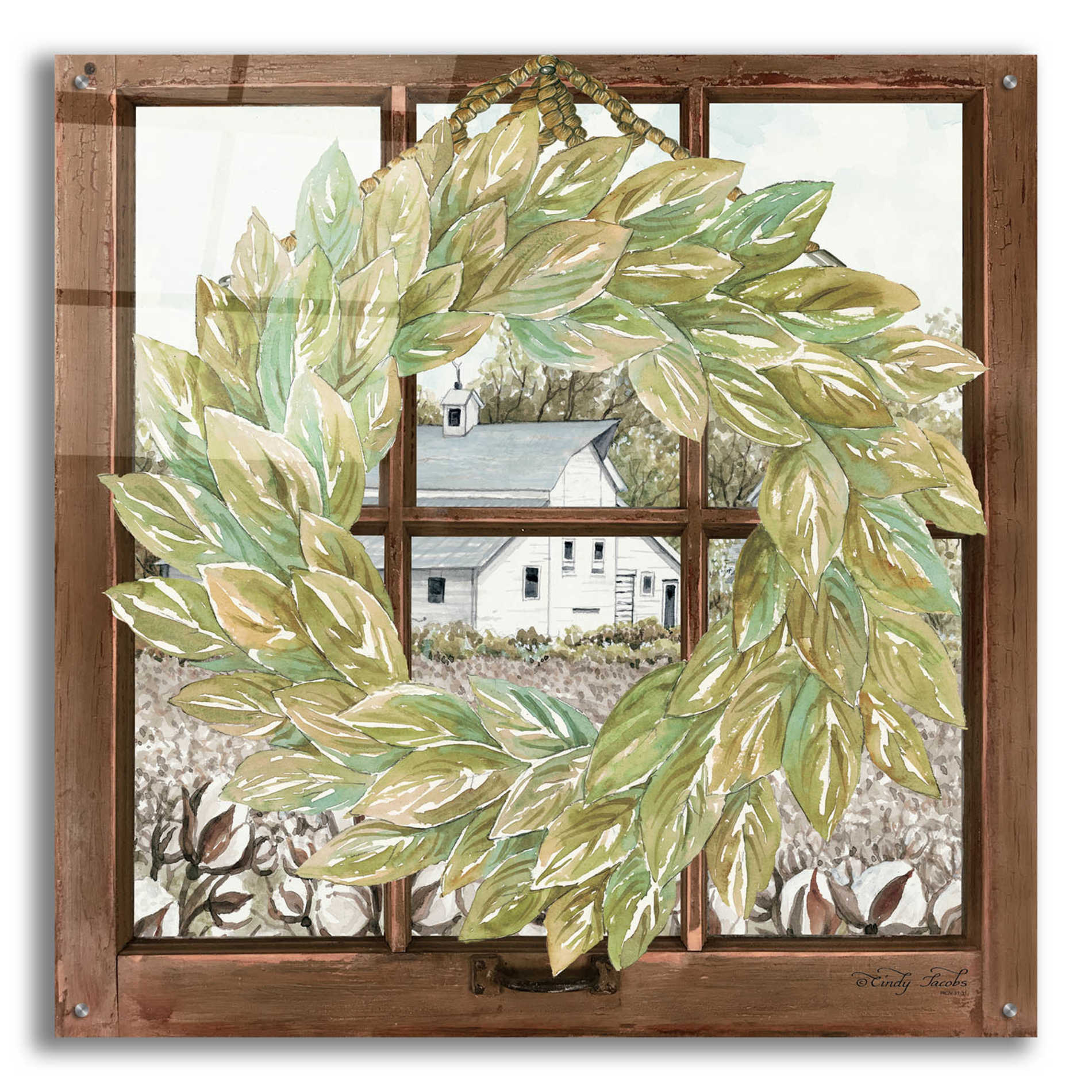 Epic Art 'Country Windowpane' by Cindy Jacobs, Acrylic Glass Wall Art,36x36