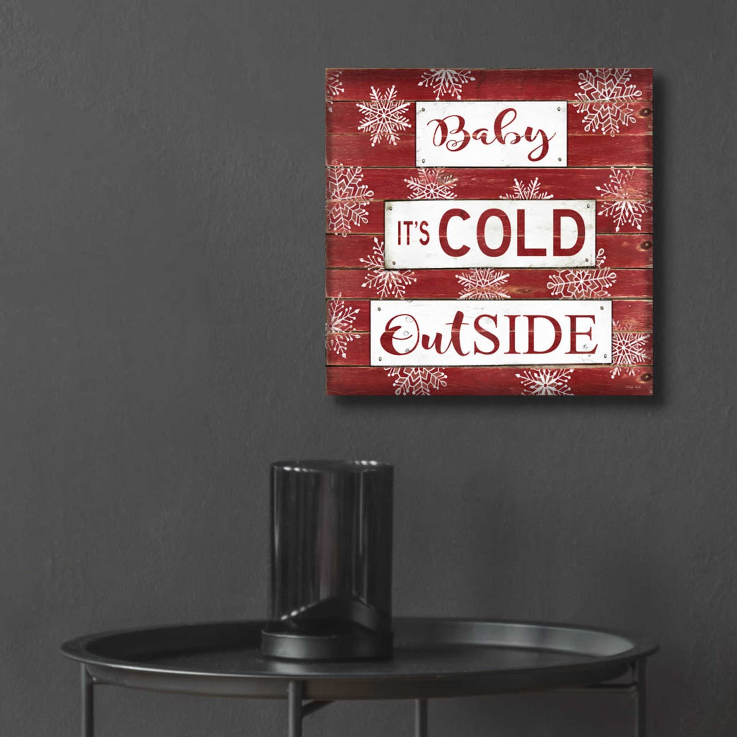 Epic Art 'Baby It's Cold Outside Red' by Cindy Jacobs, Acrylic Glass Wall Art,12x12
