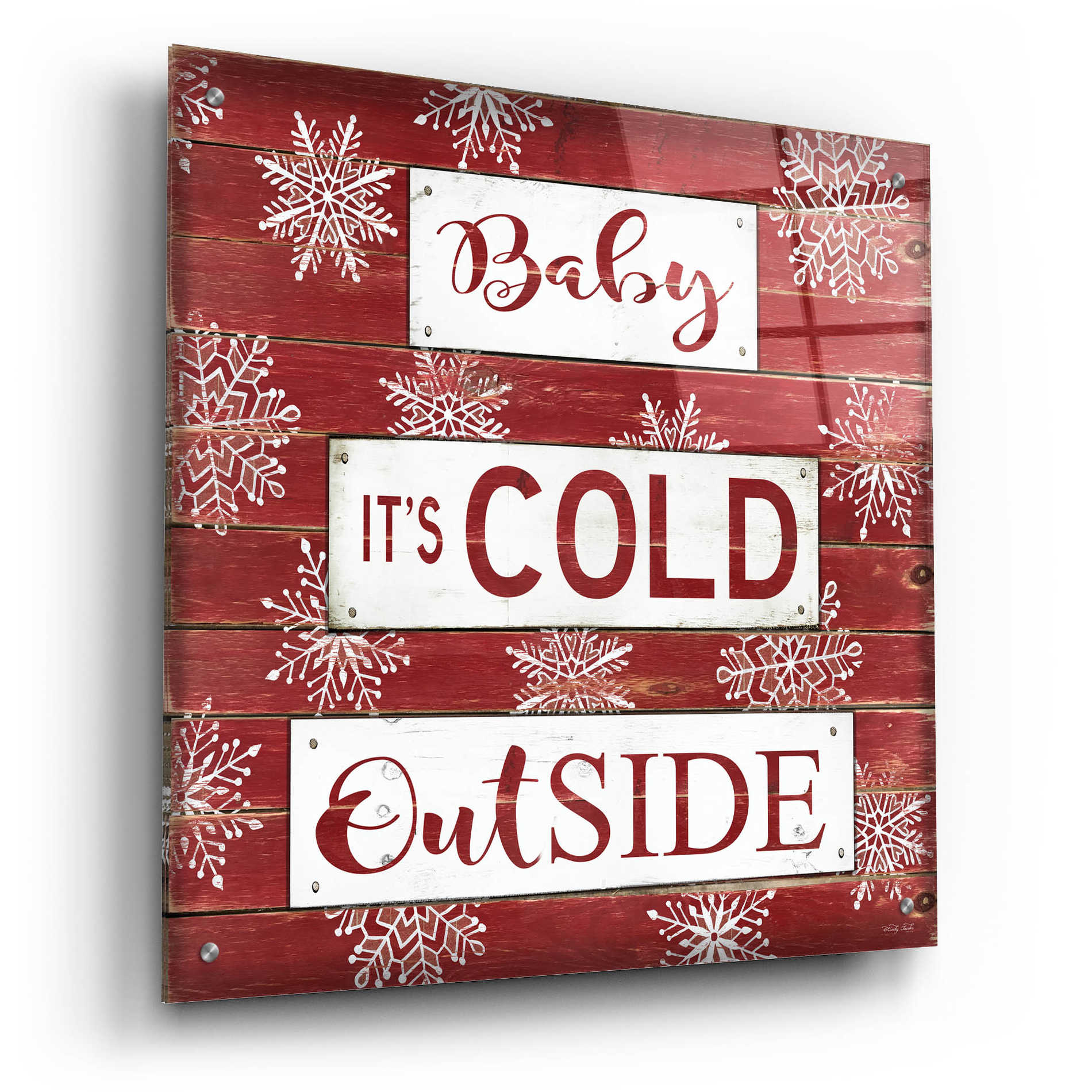 Epic Art 'Baby It's Cold Outside Red' by Cindy Jacobs, Acrylic Glass Wall Art,24x24