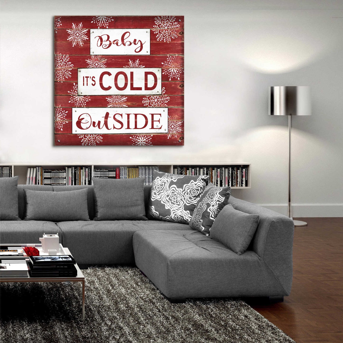 Epic Art 'Baby It's Cold Outside Red' by Cindy Jacobs, Acrylic Glass Wall Art,36x36