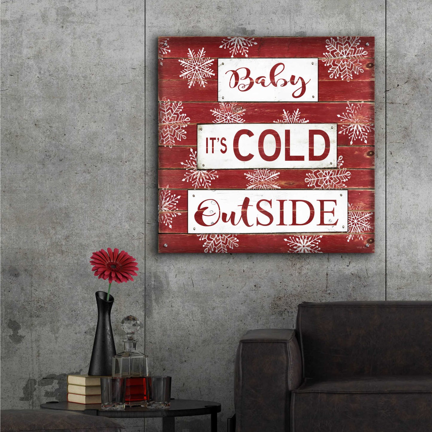 Epic Art 'Baby It's Cold Outside Red' by Cindy Jacobs, Acrylic Glass Wall Art,36x36