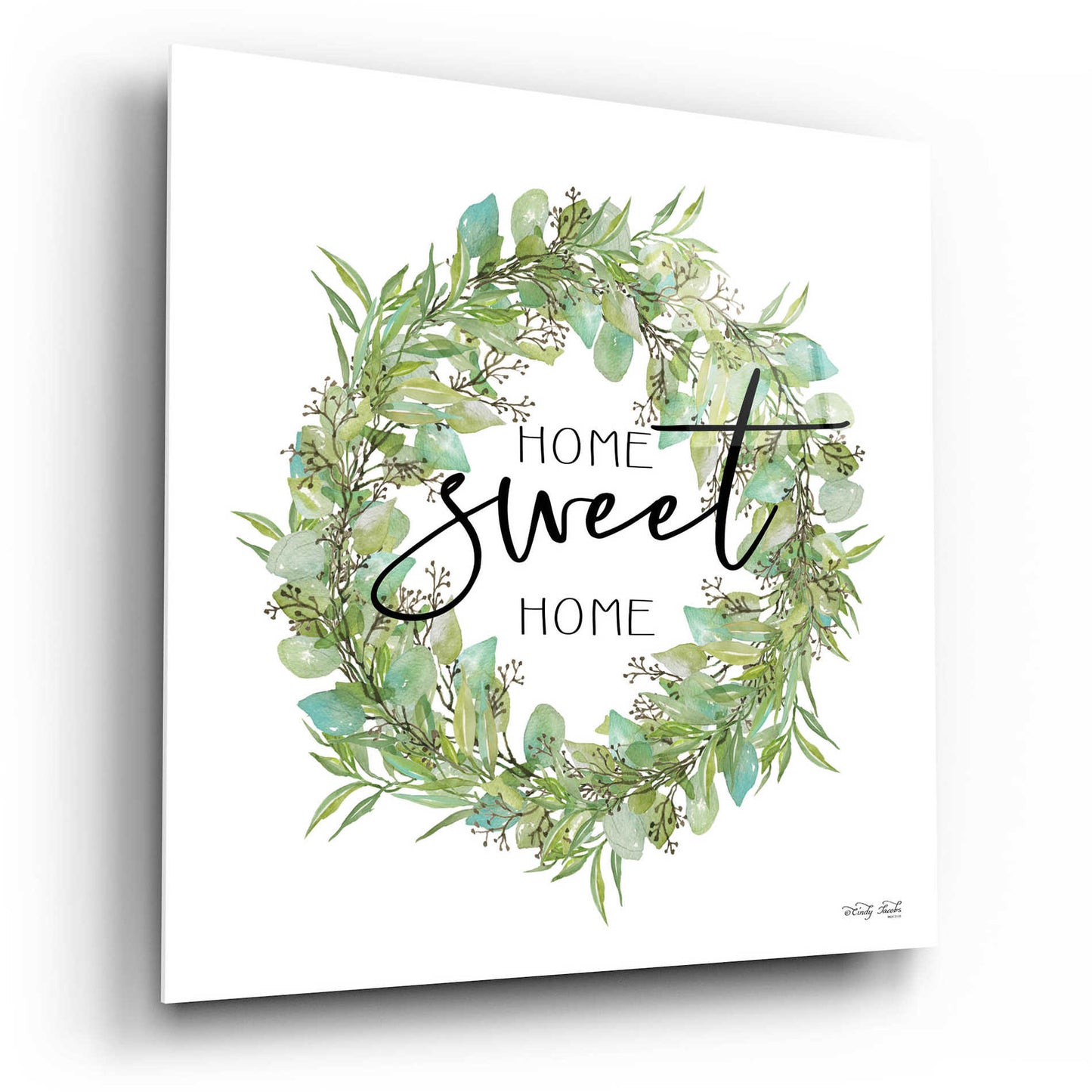 Epic Art 'Home Sweet Home Wreath I' by Cindy Jacobs, Acrylic Glass Wall Art,12x12