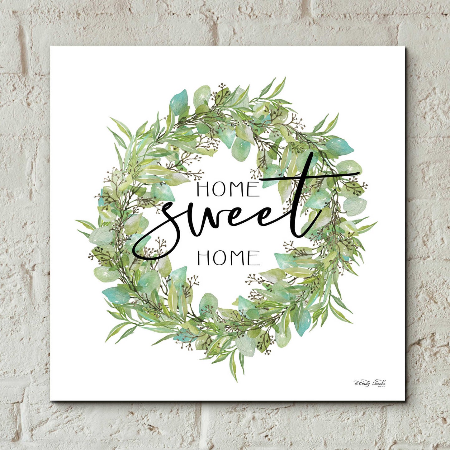 Epic Art 'Home Sweet Home Wreath I' by Cindy Jacobs, Acrylic Glass Wall Art,12x12