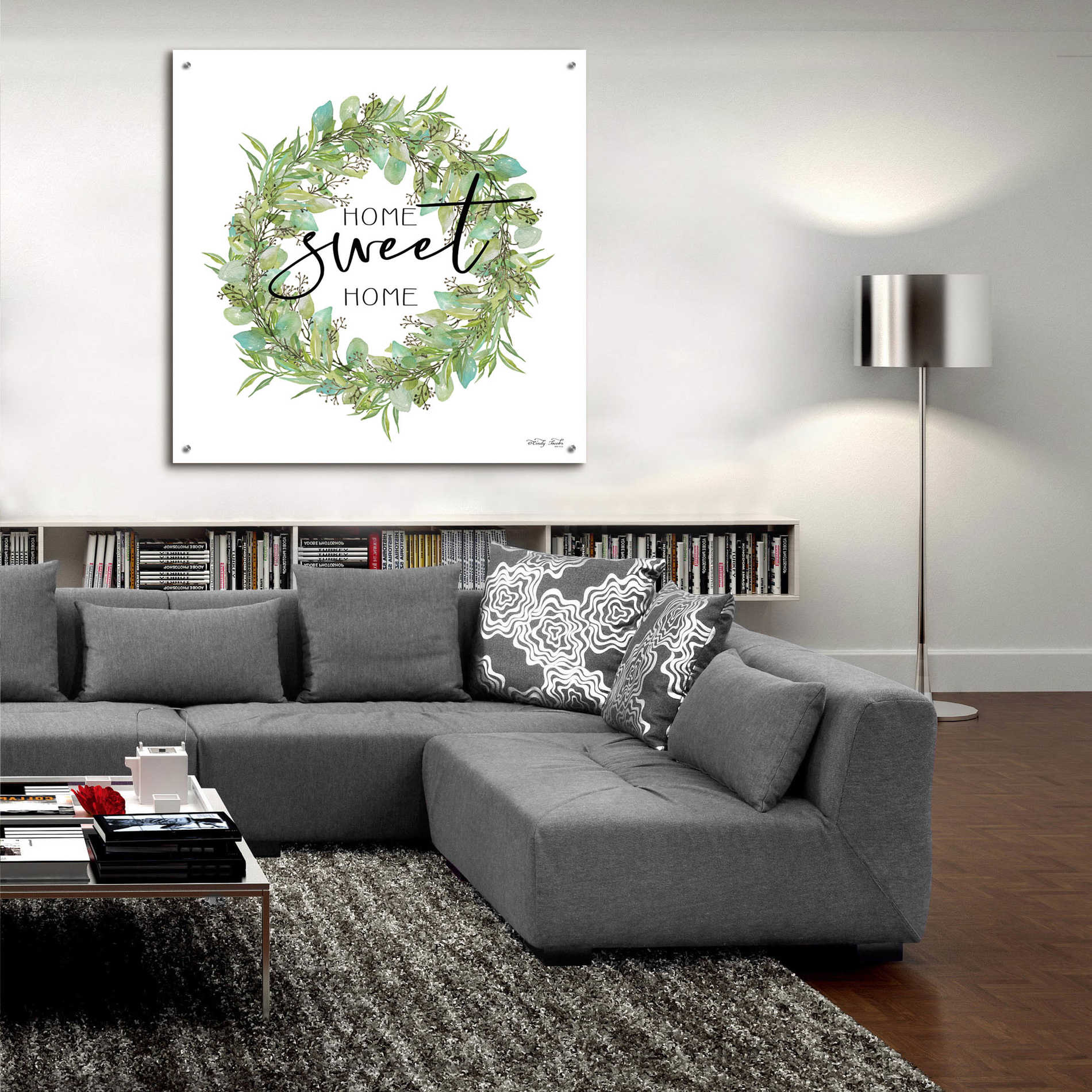 Epic Art 'Home Sweet Home Wreath I' by Cindy Jacobs, Acrylic Glass Wall Art,36x36