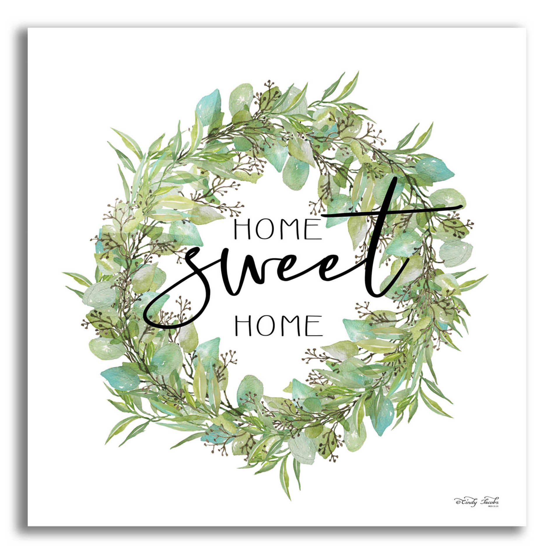 Epic Art 'Home Sweet Home Wreath I' by Cindy Jacobs, Acrylic Glass Wall Art