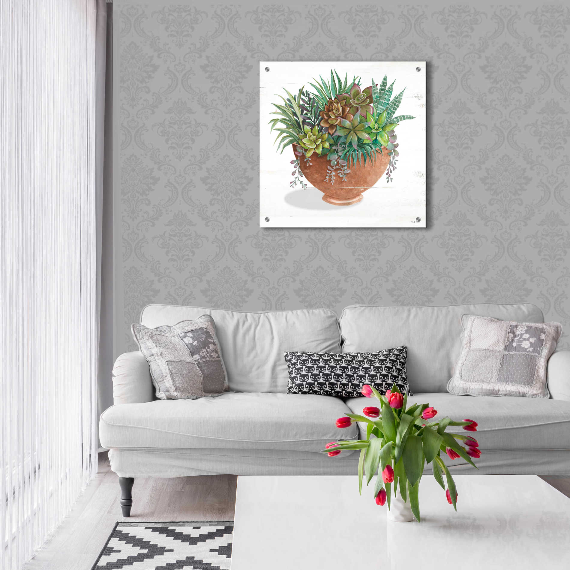 Epic Art 'Terracotta Succulents II' by Cindy Jacobs, Acrylic Glass Wall Art,24x24