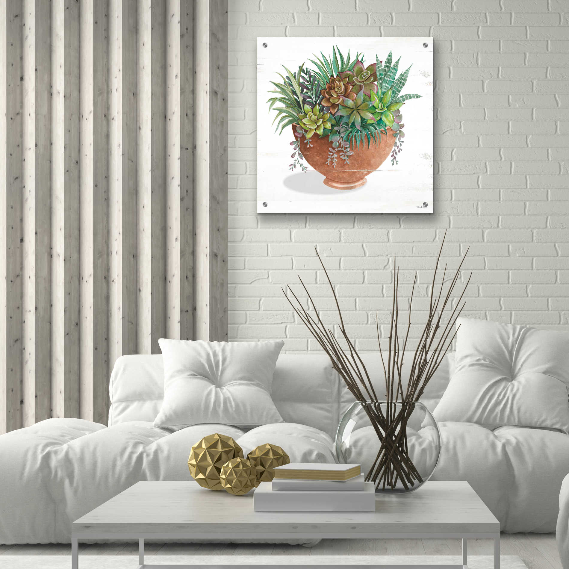 Epic Art 'Terracotta Succulents II' by Cindy Jacobs, Acrylic Glass Wall Art,24x24