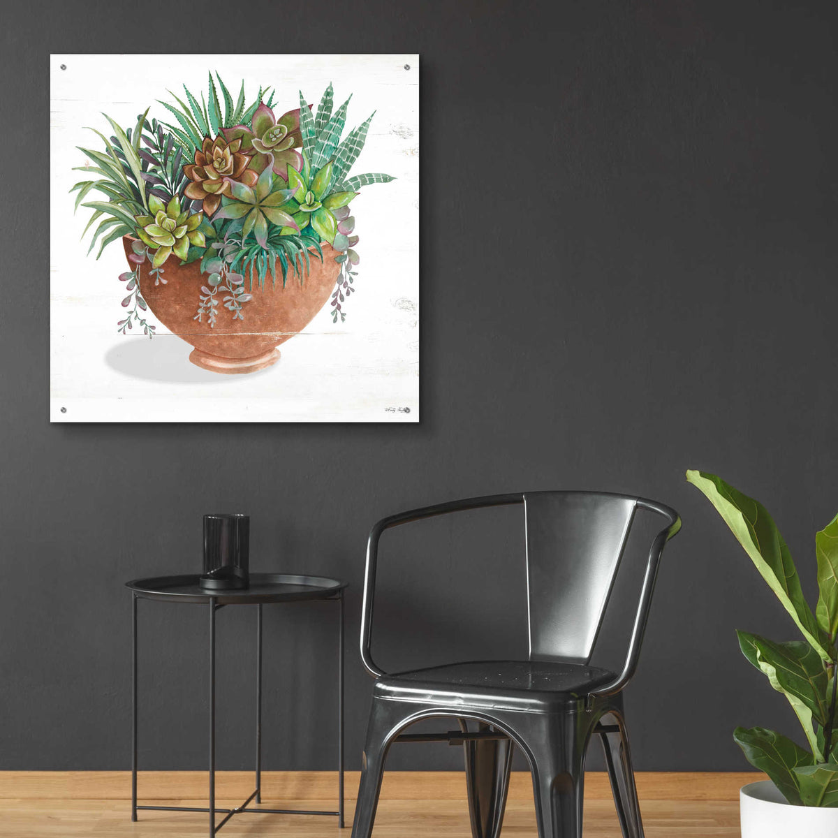 Epic Art 'Terracotta Succulents II' by Cindy Jacobs, Acrylic Glass Wall Art,36x36