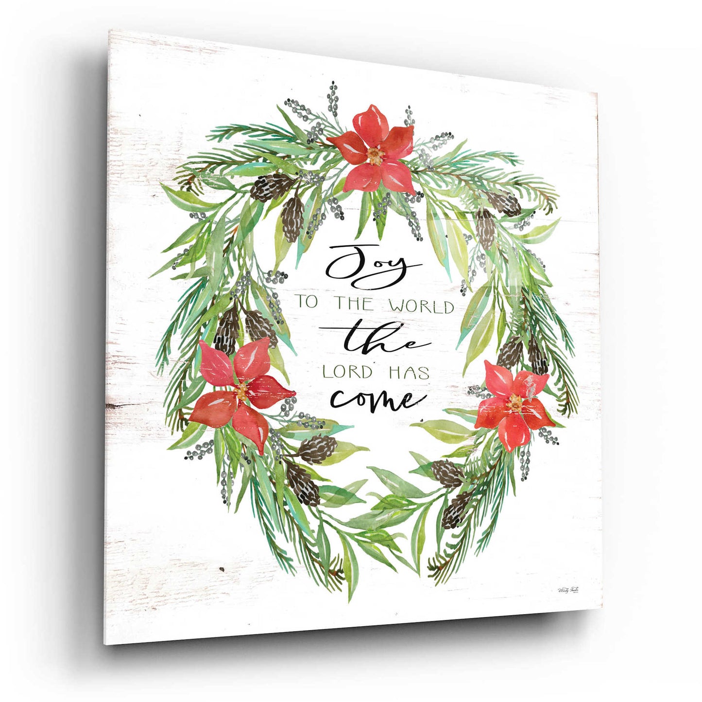 Epic Art 'Joy to the World Wreath' by Cindy Jacobs, Acrylic Glass Wall Art,12x12