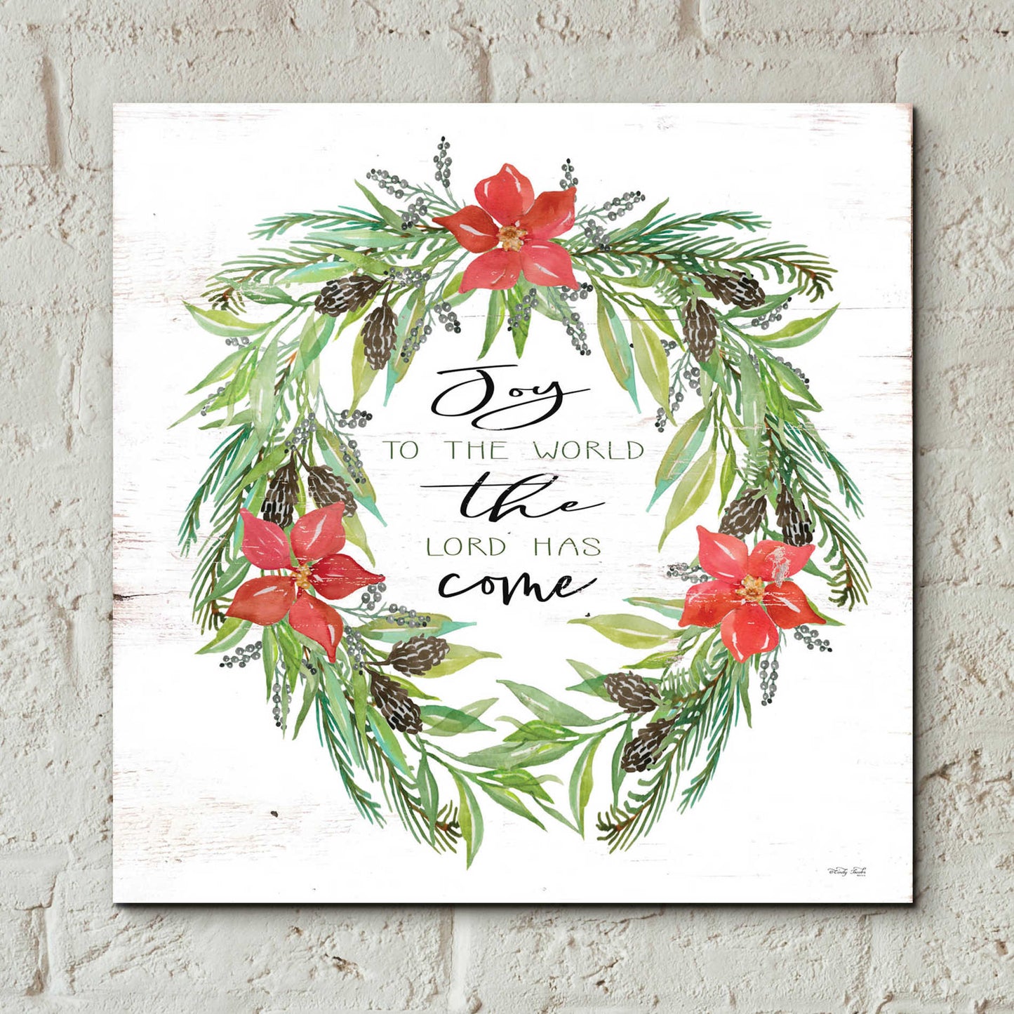 Epic Art 'Joy to the World Wreath' by Cindy Jacobs, Acrylic Glass Wall Art,12x12