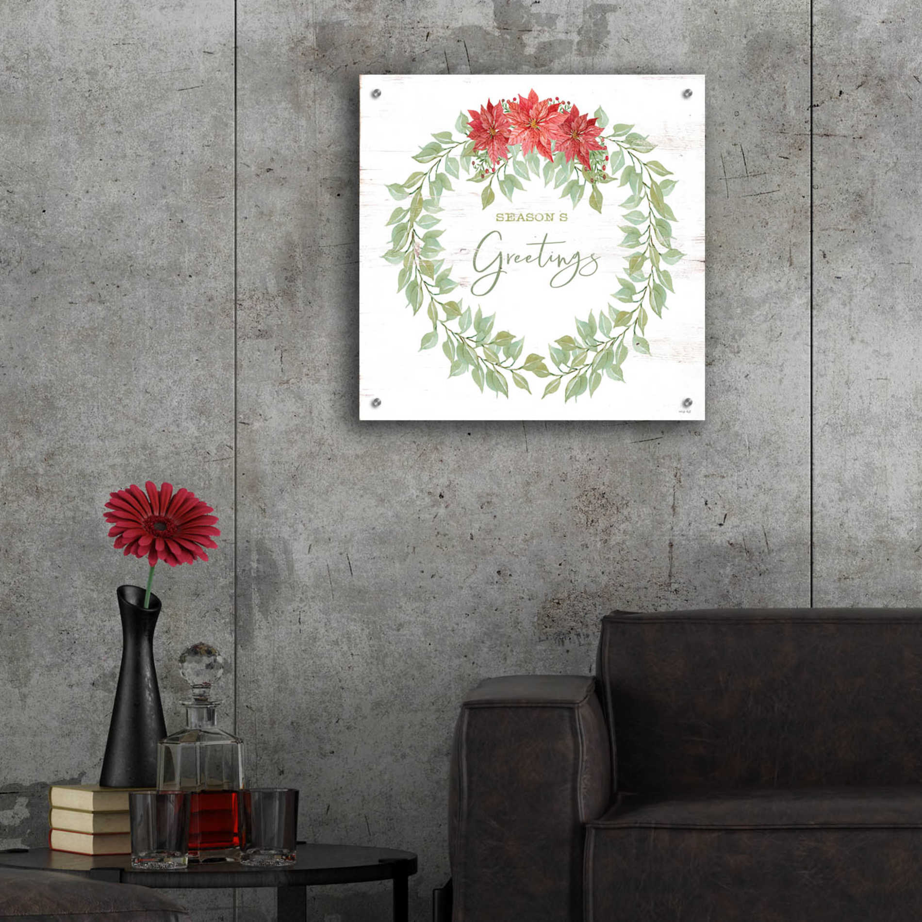 Epic Art 'Season's Greetings Wreath' by Cindy Jacobs, Acrylic Glass Wall Art,24x24