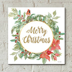 Epic Art 'Merry Christmas Cardinal Wreath' by Cindy Jacobs, Acrylic Glass Wall Art,12x12