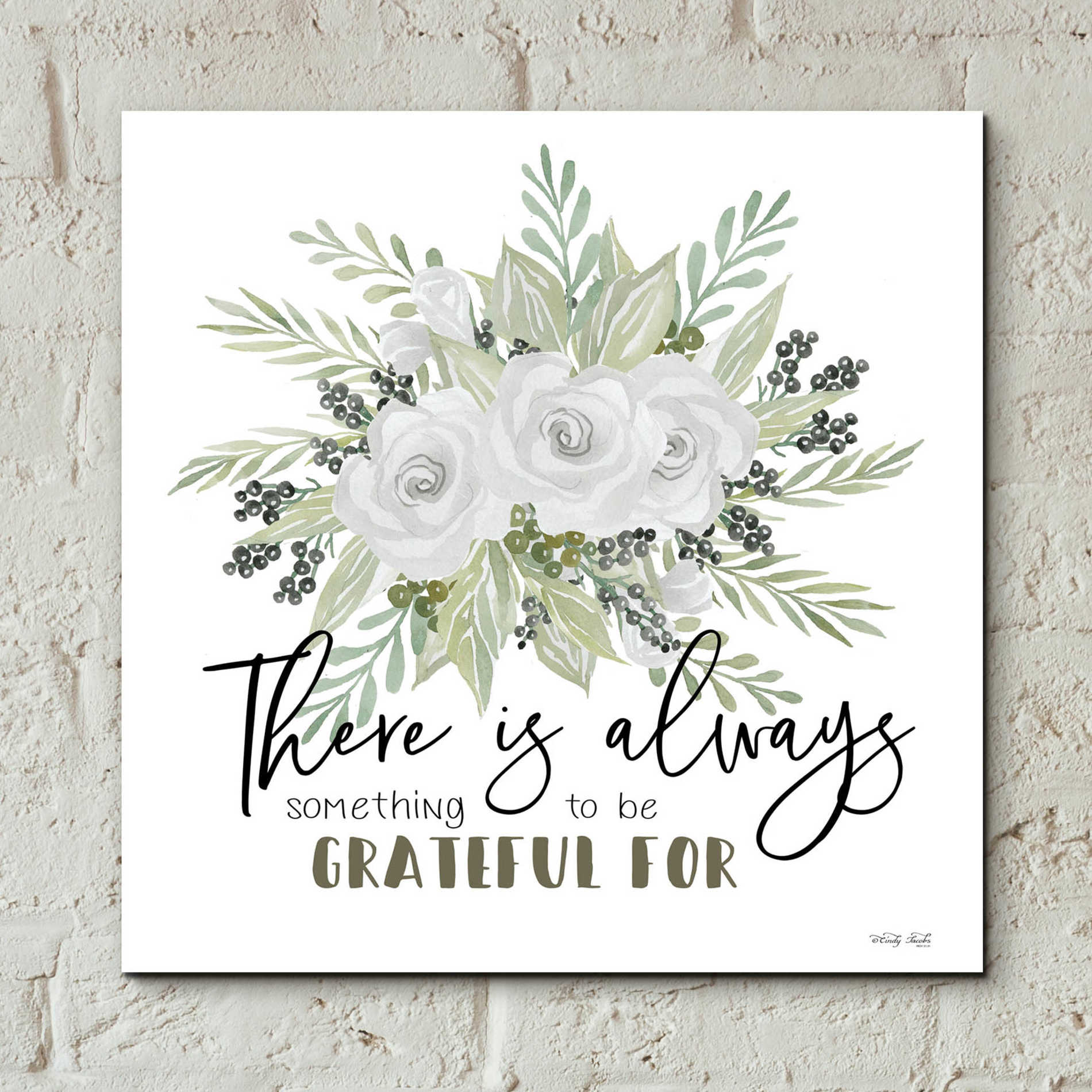 Epic Art 'There is Always Something to be Grateful For' by Cindy Jacobs, Acrylic Glass Wall Art,12x12