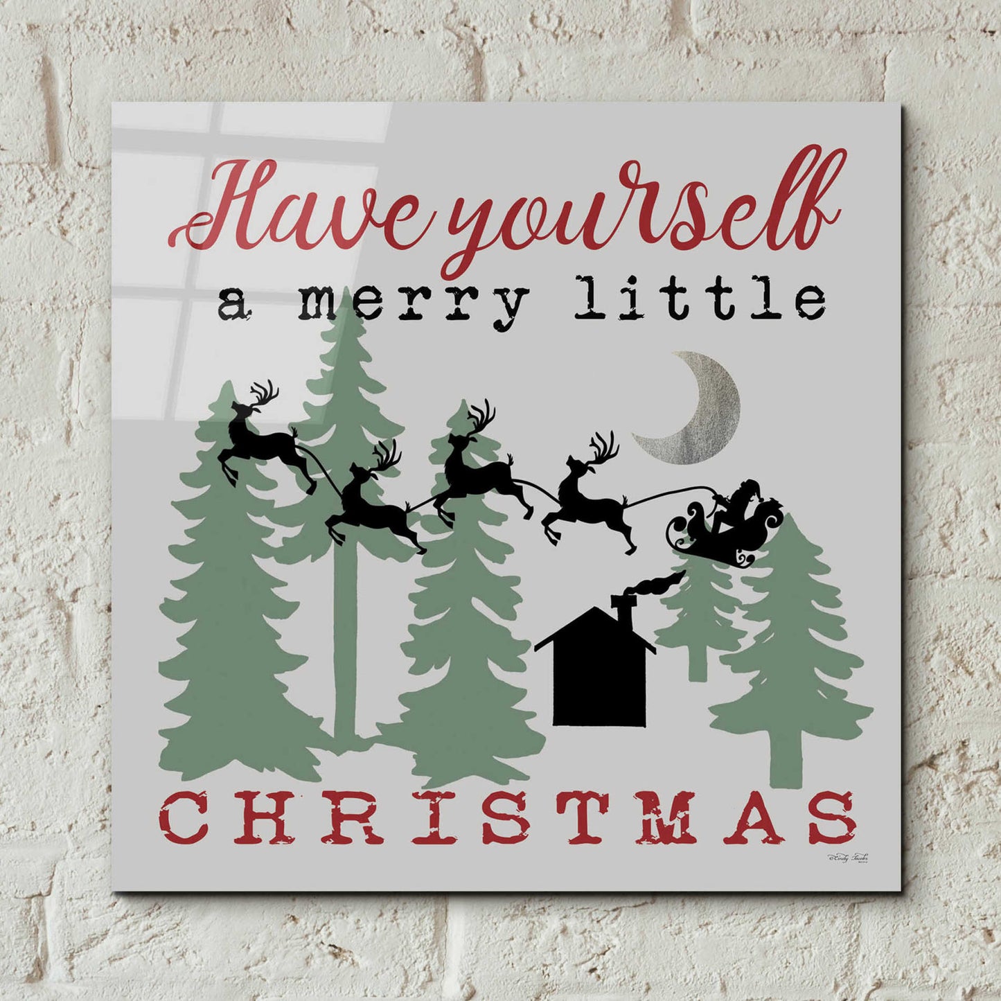 Epic Art 'Have Yourself a Merry Little Christmas' by Cindy Jacobs, Acrylic Glass Wall Art,12x12