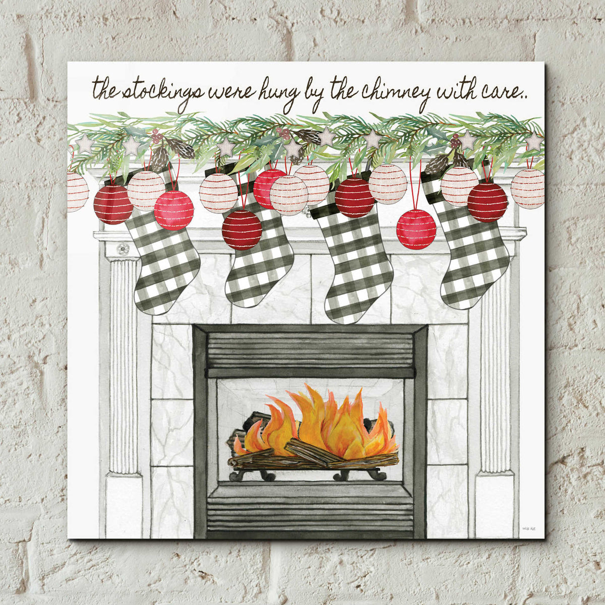 Epic Art 'The Stockings Were Hung' by Cindy Jacobs, Acrylic Glass Wall Art,12x12