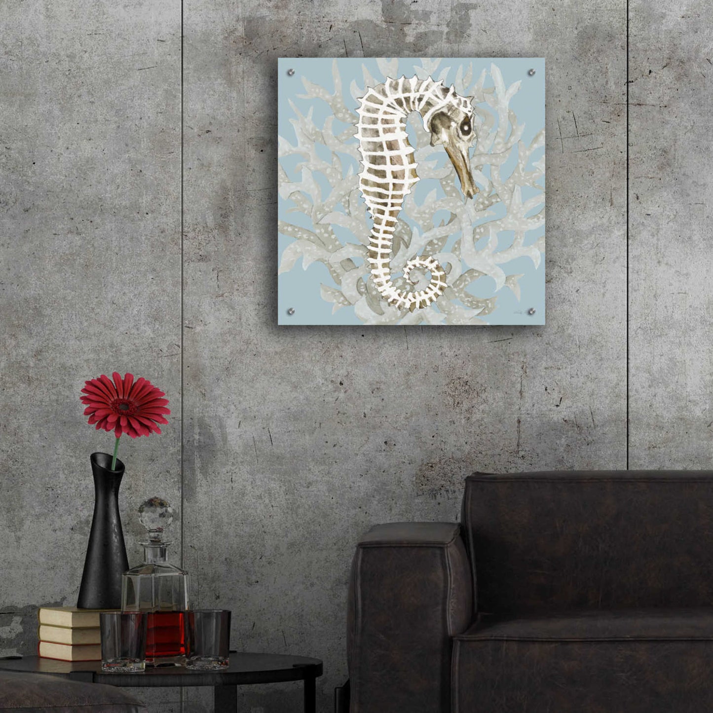 Epic Art 'Coral Seahorse I' by Cindy Jacobs, Acrylic Glass Wall Art,24x24