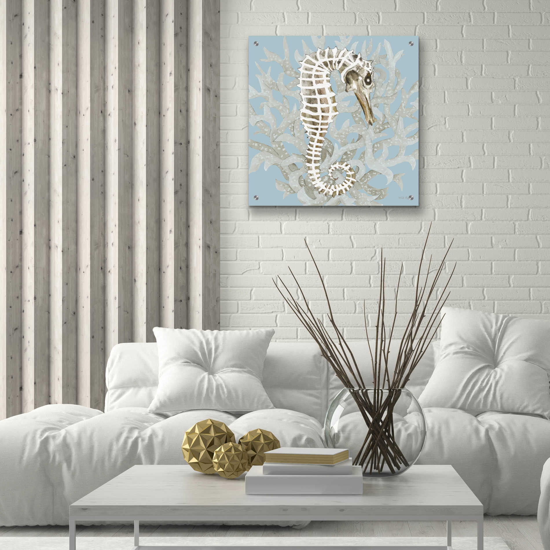 Epic Art 'Coral Seahorse I' by Cindy Jacobs, Acrylic Glass Wall Art,24x24