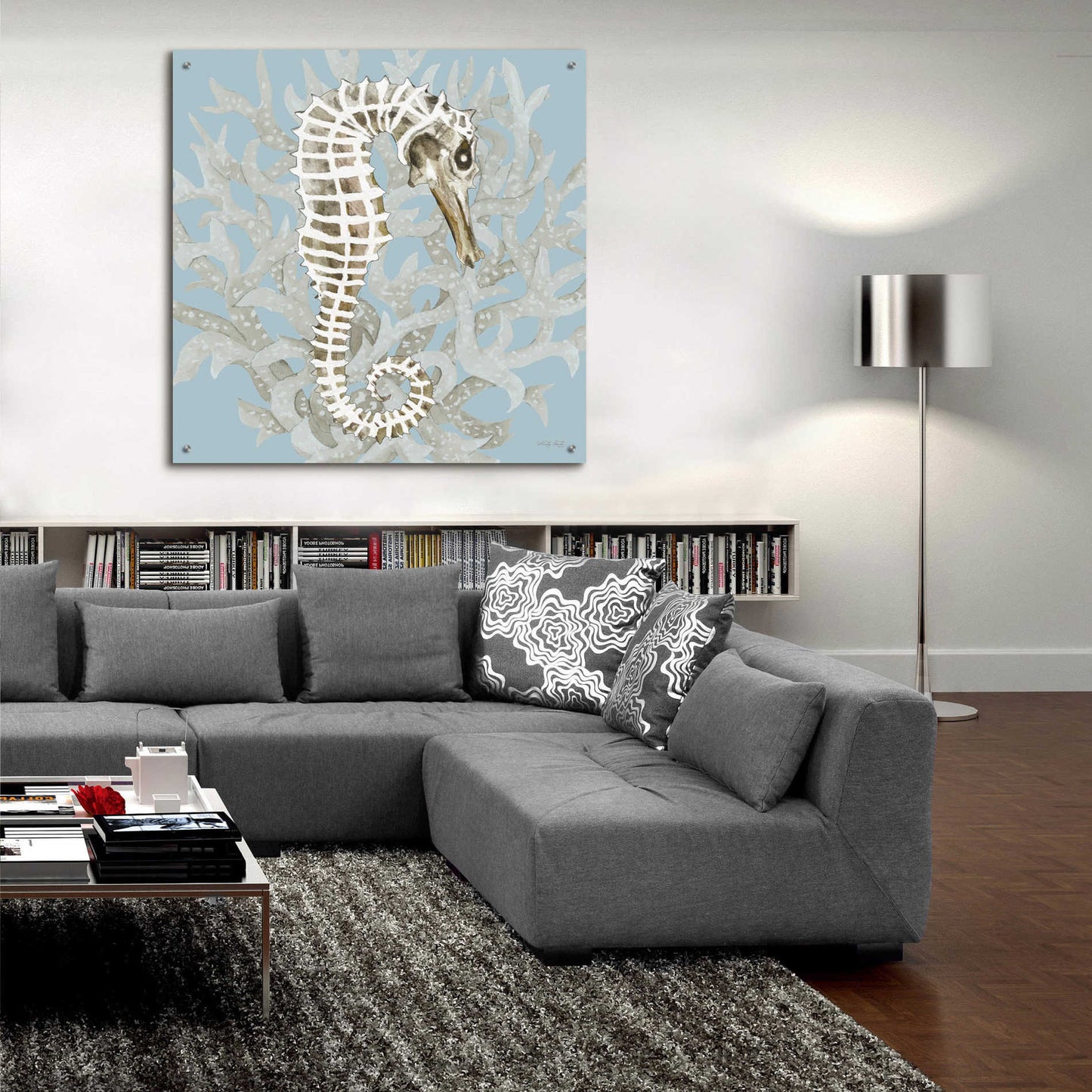 Epic Art 'Coral Seahorse I' by Cindy Jacobs, Acrylic Glass Wall Art,36x36